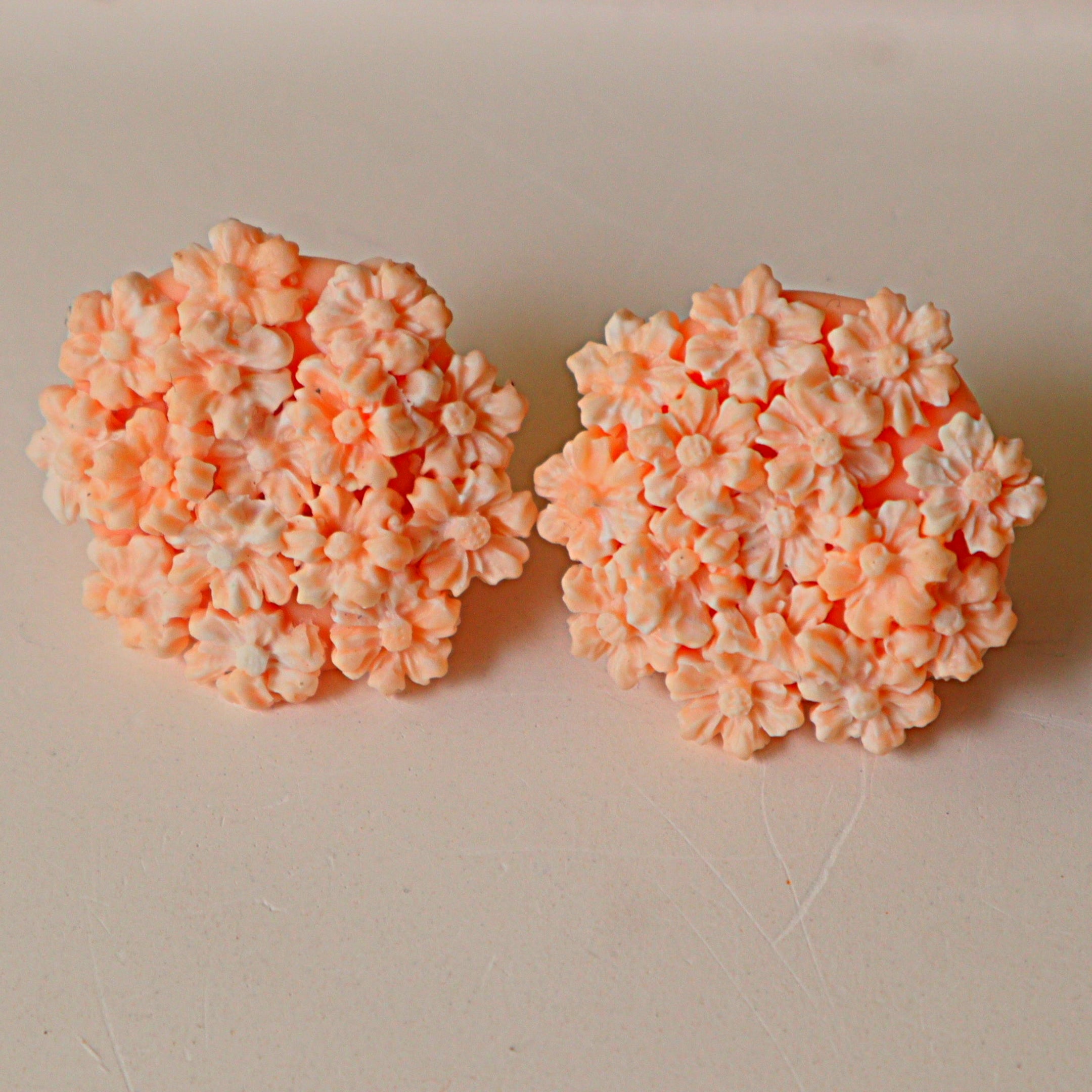 Handmade Peach Floral Cluster Stud Earrings | Bouquet Blossom Polymer Clay Studs