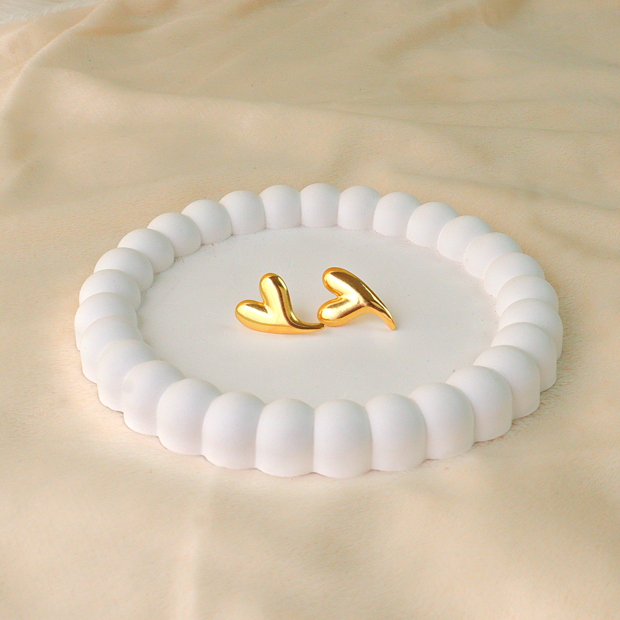 Retro Textured Interlocking Anti Tarnish Heart Studs