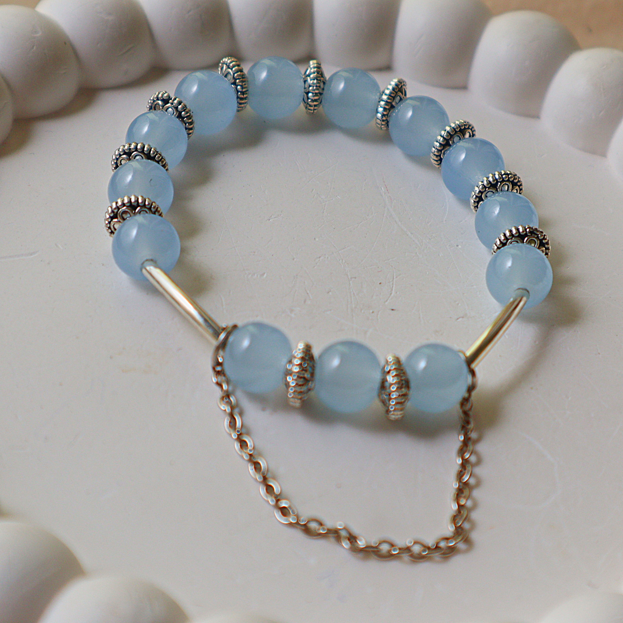 Sky Blue Glass Bead Bracelet