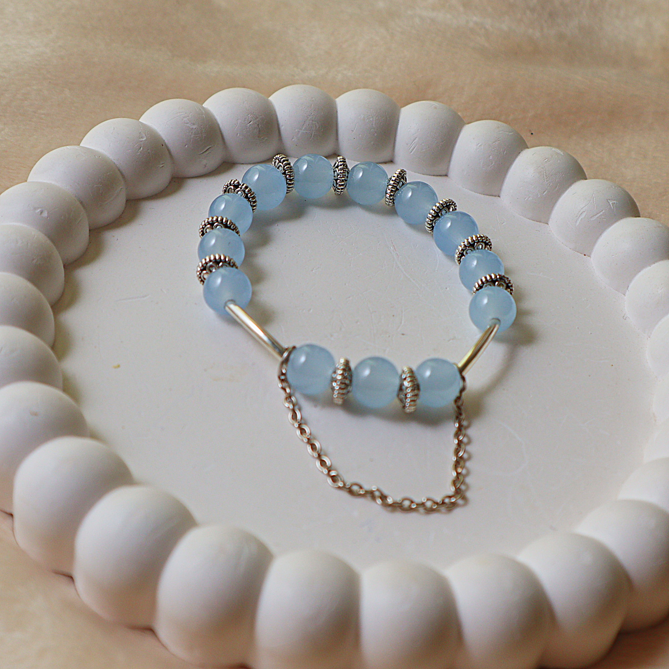 Sky Blue Glass Bead Bracelet