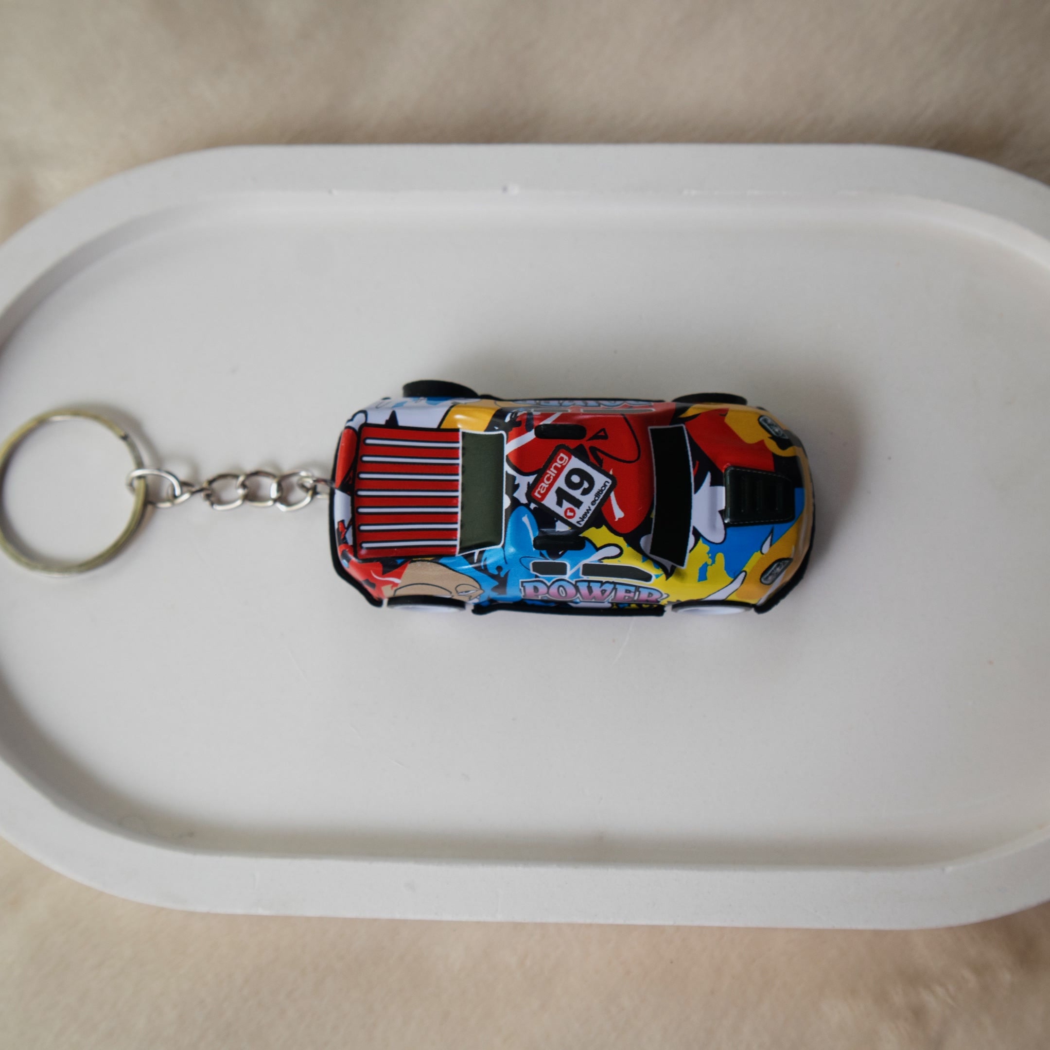 Mini Pull Back Car #19 keychain - Interactive Toy Race Car Bag Charm