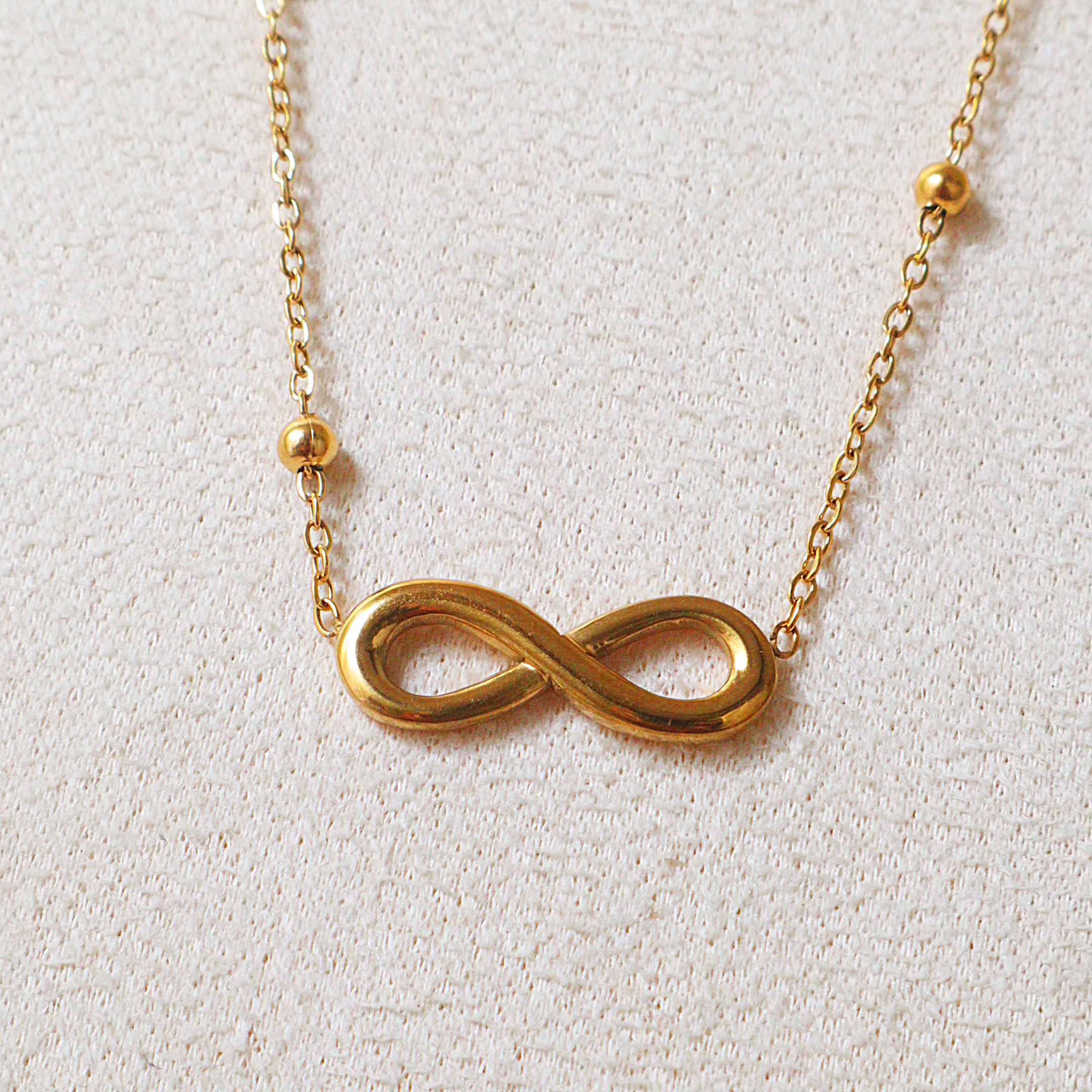 18K Gold Plated Endless Love Infinity Charm Necklace – Tarnish-Free Daily Wear Jewelry