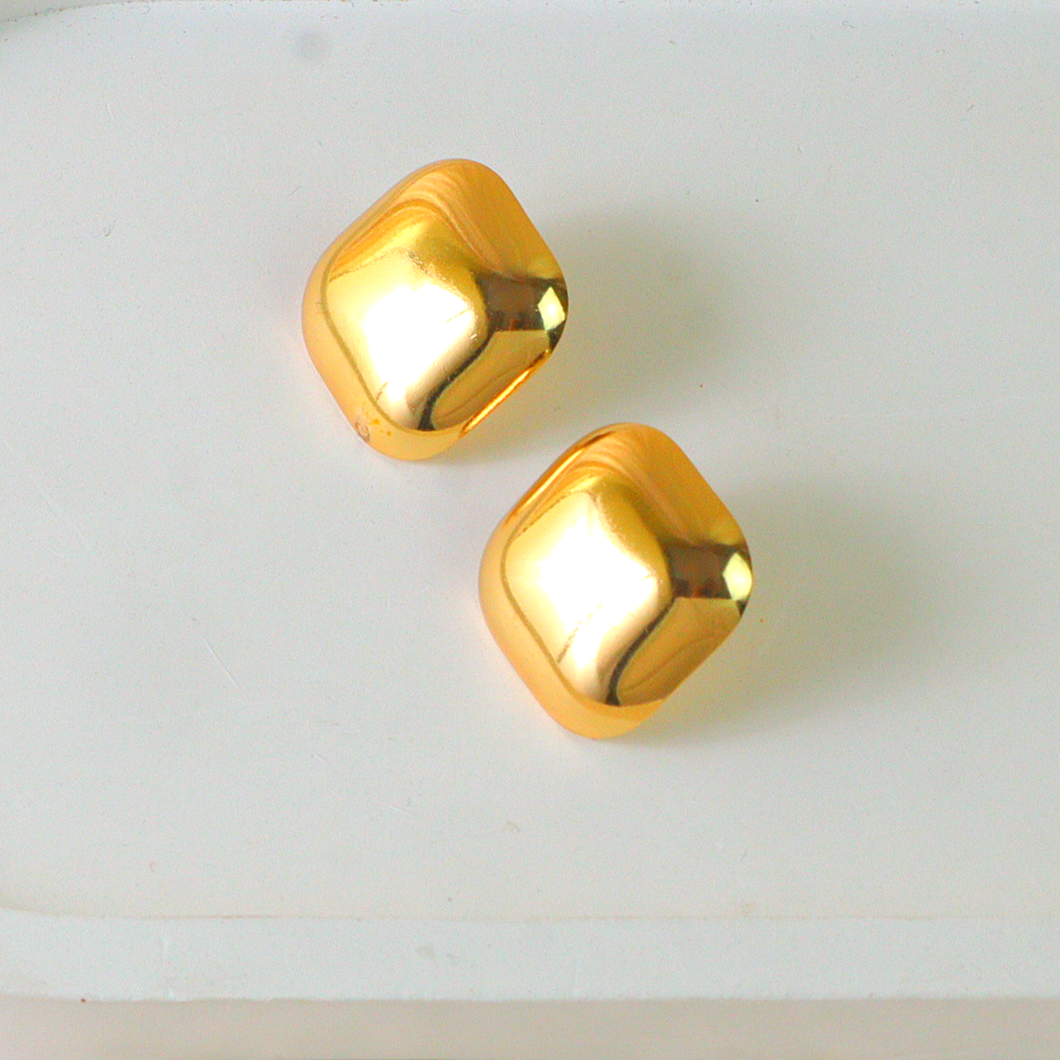 Gold Chunky Square Anti Tarnish Stud Earrings