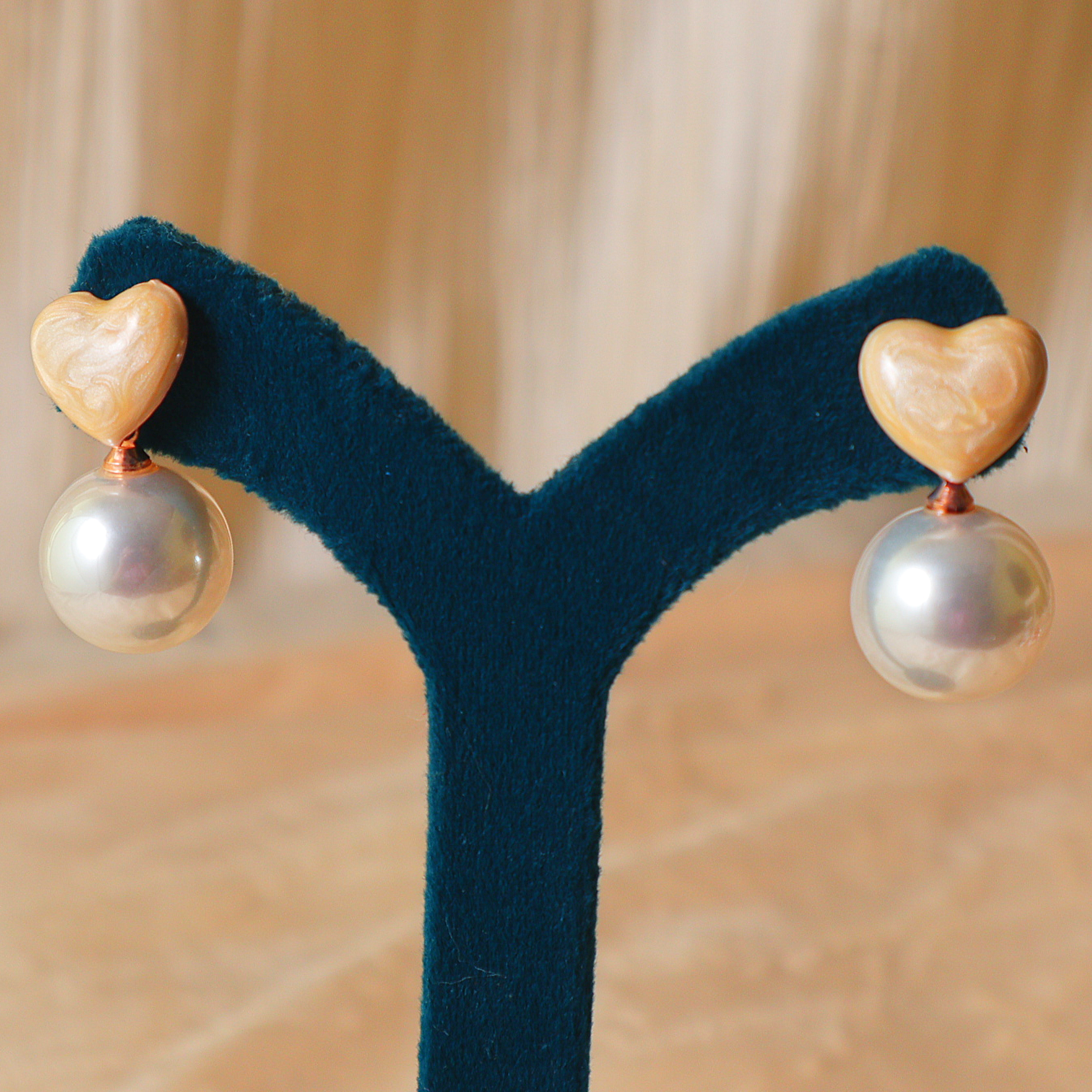 Heart & Pearl Drop Designer Earrings for Women – Elegant Daily Wear Studs