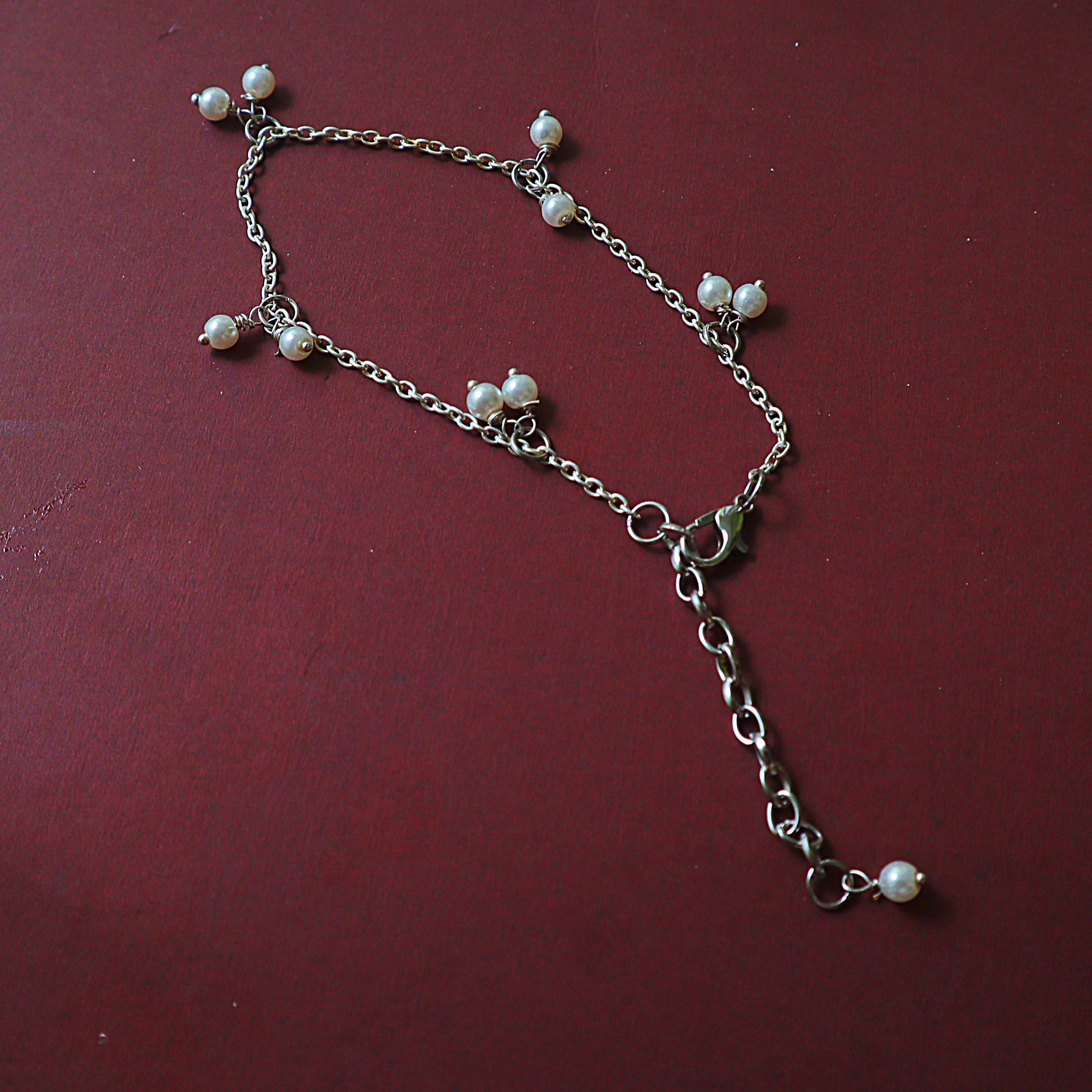 Dainty Pearl Cluster Chain Bracelet