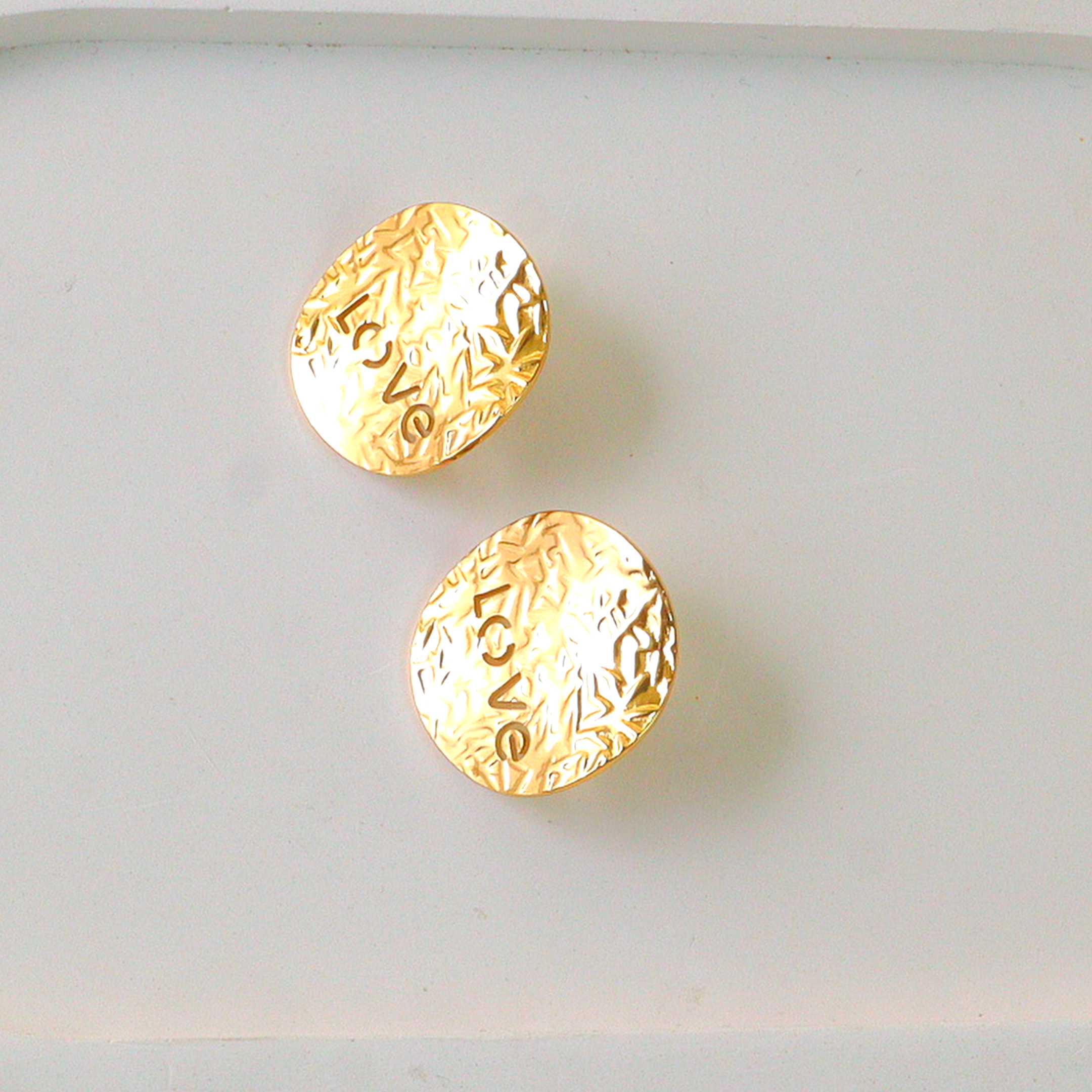 Golden "LOVE" Textured Disc Anti Tarnish Earrings