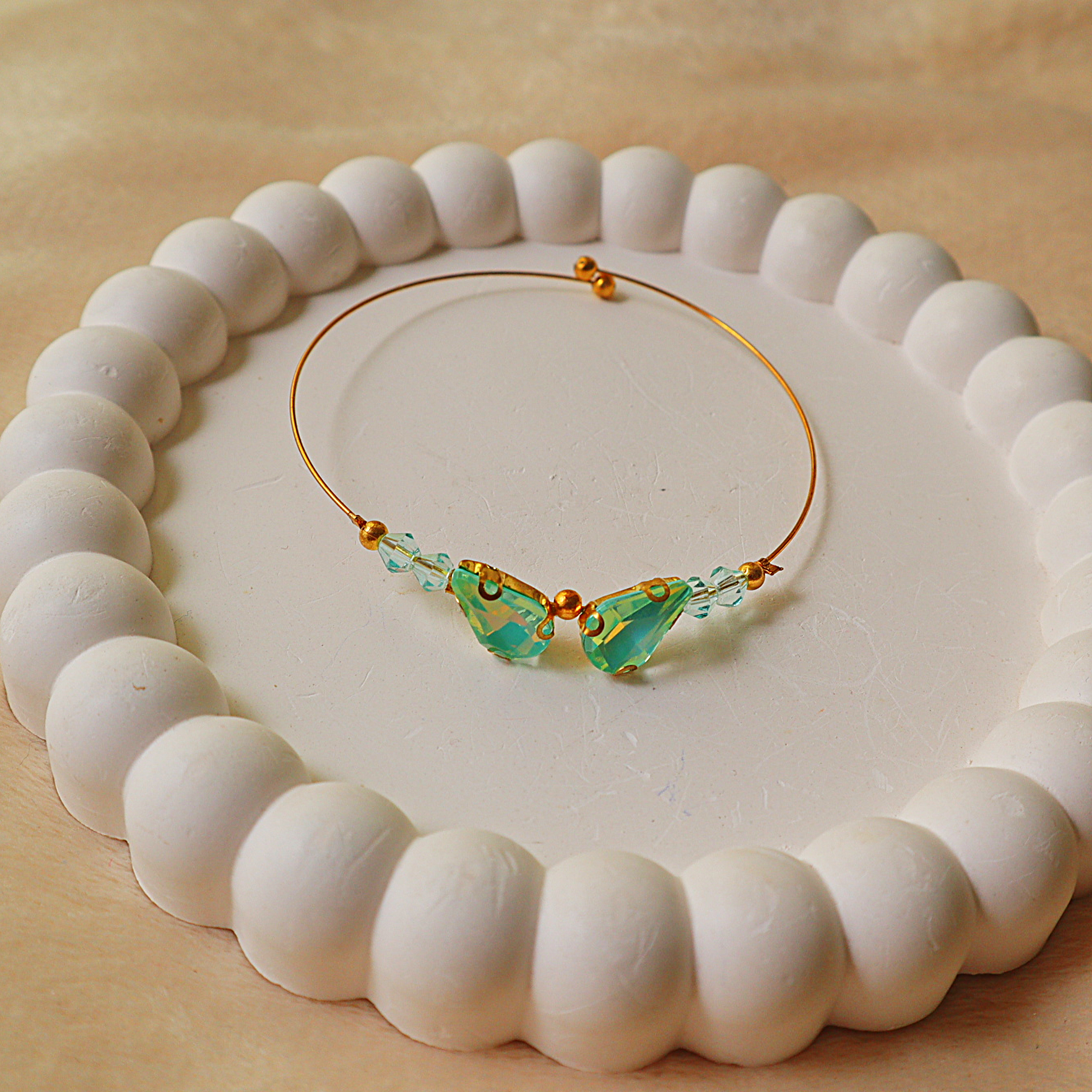 Dainty Mint Green Crystal ButterflyInvisible Bracelet
