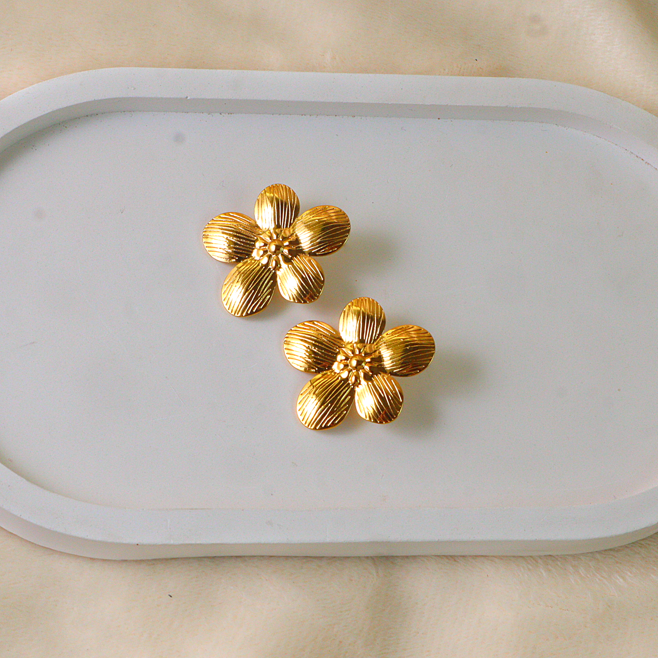 The Blossom Textured Floral Anti Tarnish Studs