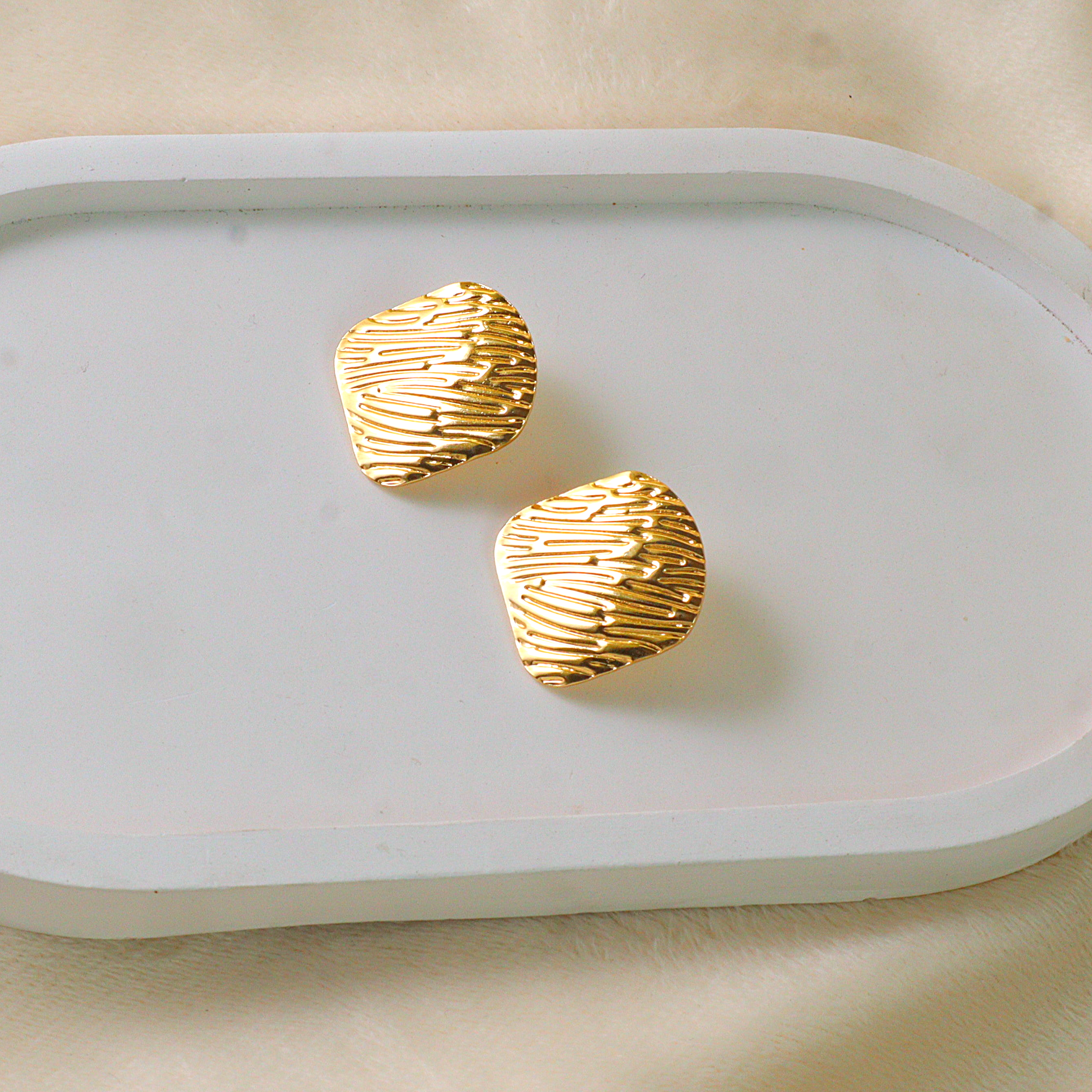 The Ripple Textured Square Anti Tarnish Studs