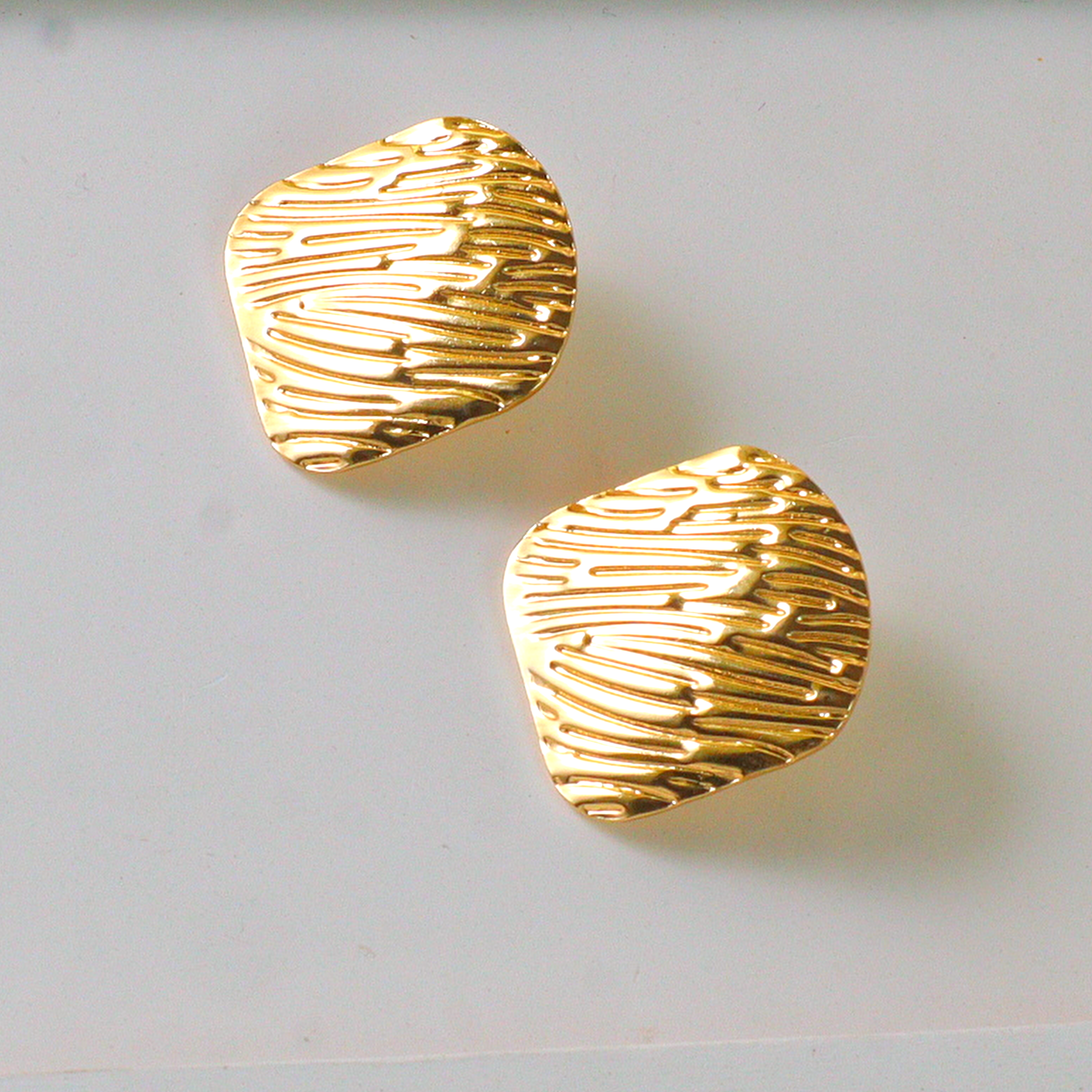 The Ripple Textured Square Anti Tarnish Studs