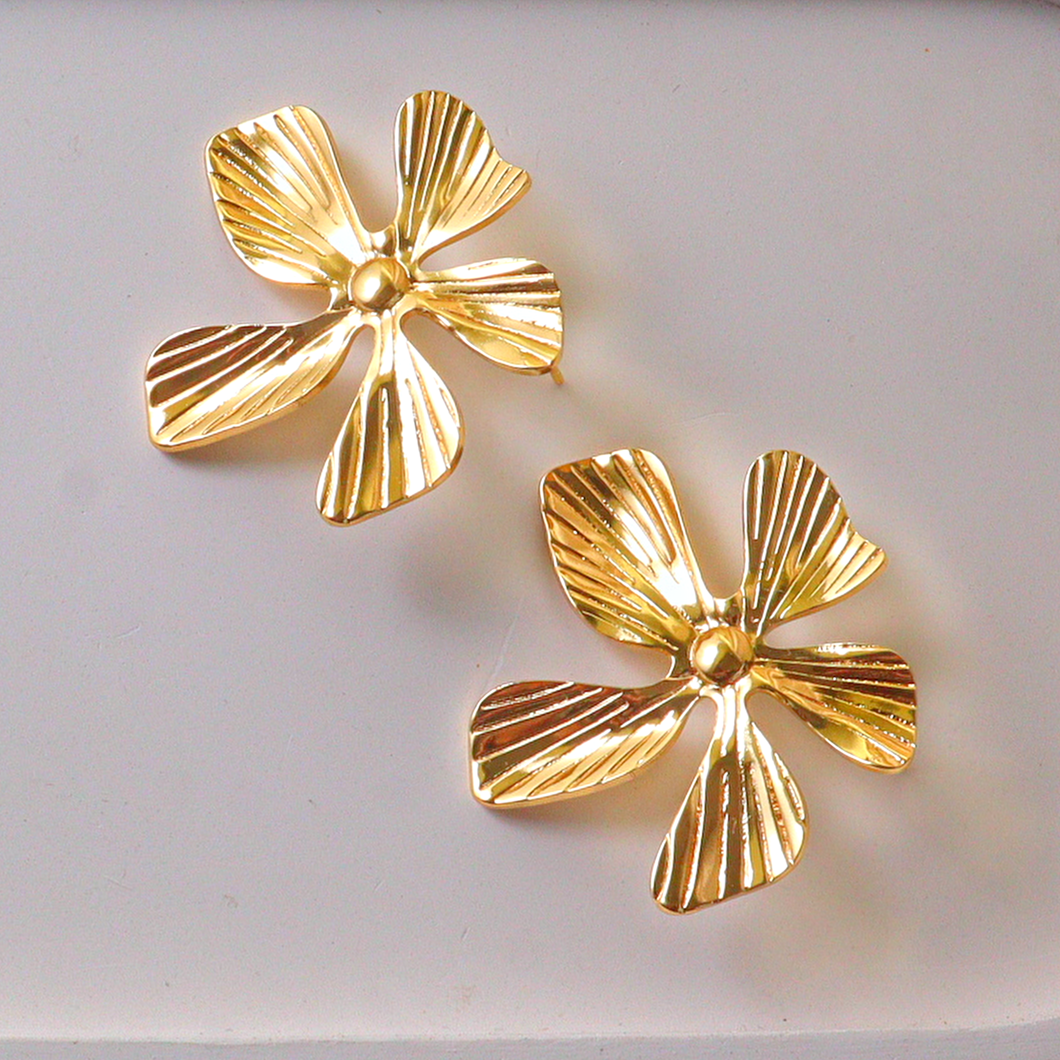 Wild Orchid Pleated Petal Anti Tarnish Earrings