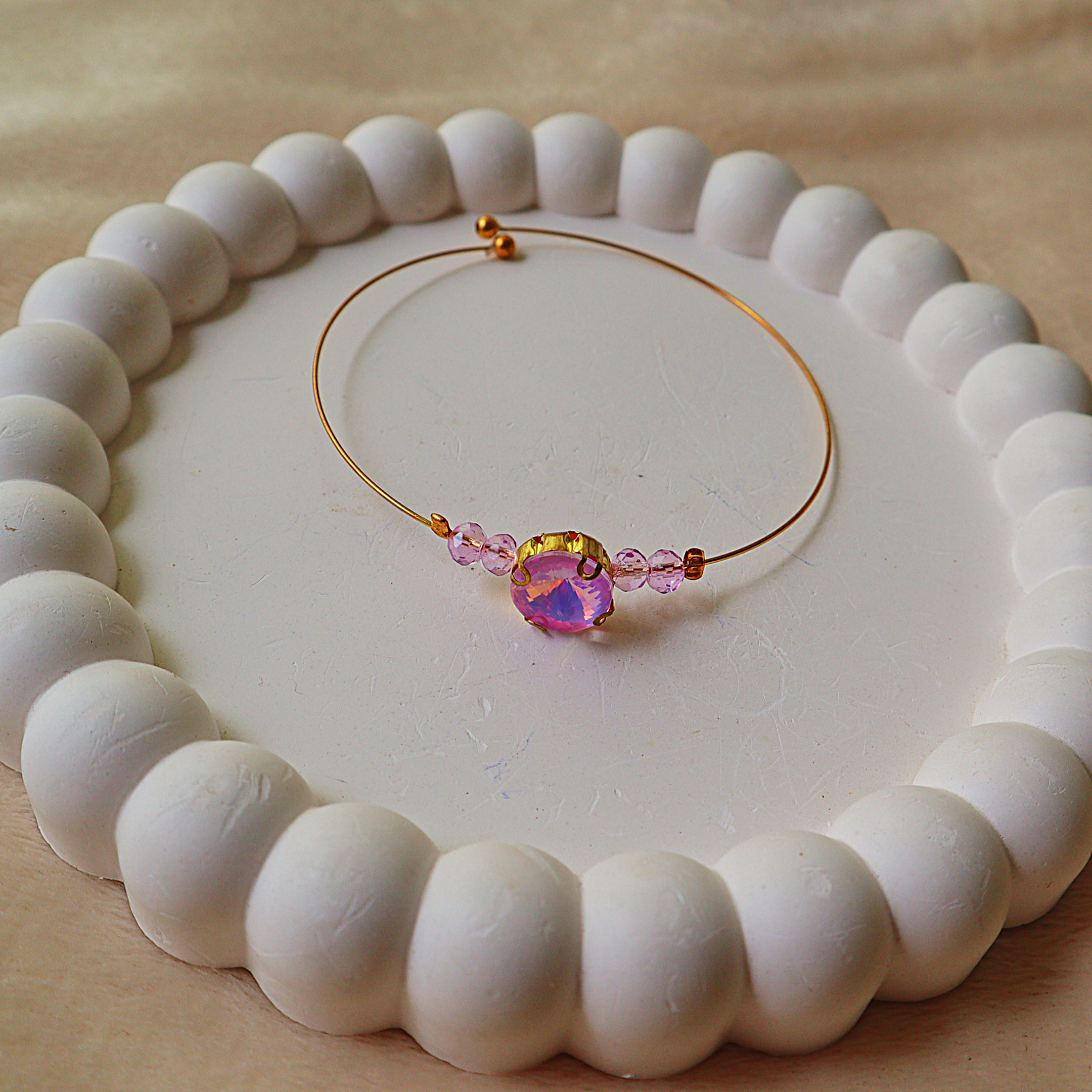 Dainty Light Pink Crystal Invisible Bracelet