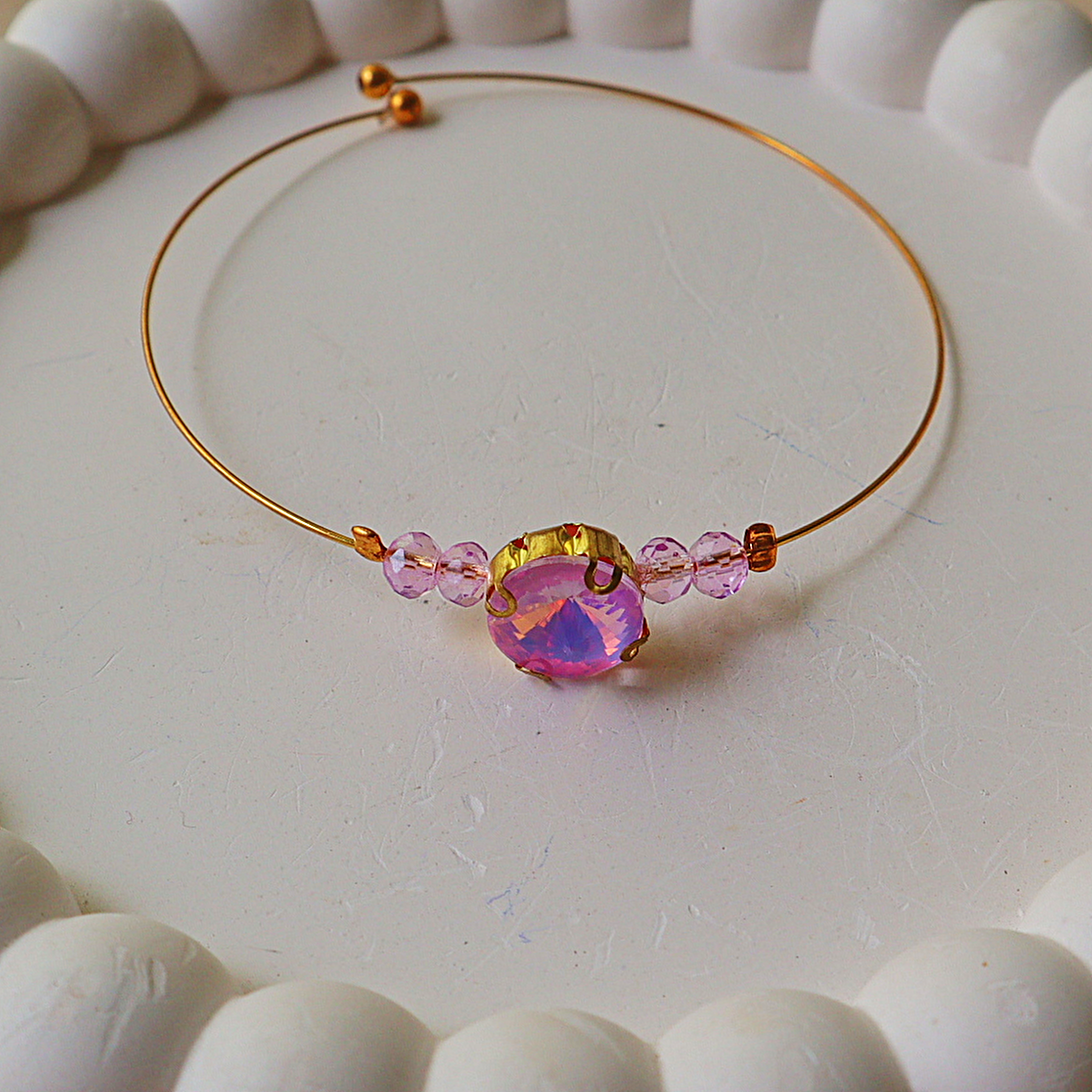 Dainty Light Pink Crystal Invisible Bracelet