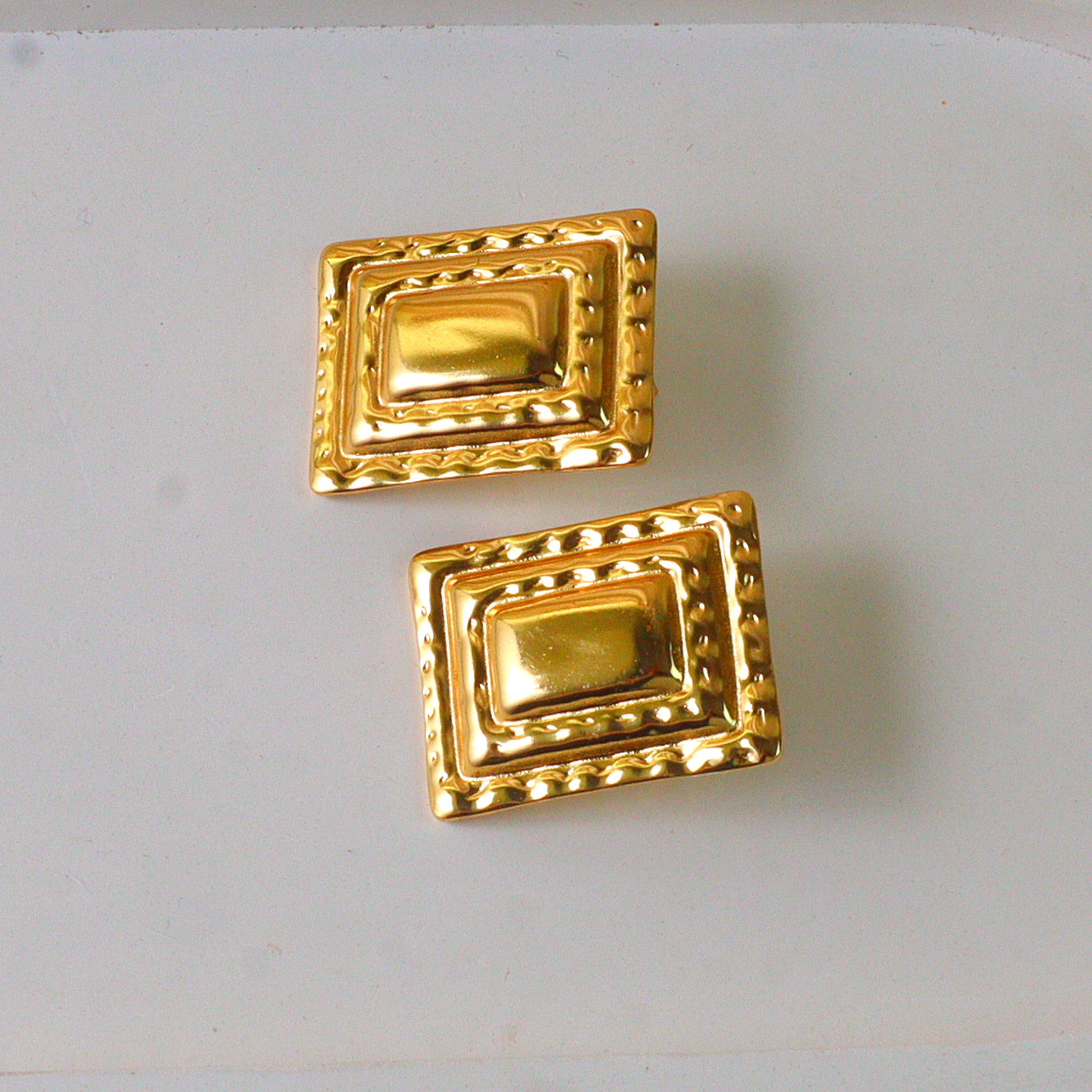 Gold Vintage Rectangular Anti Tarnish Stud Earrings