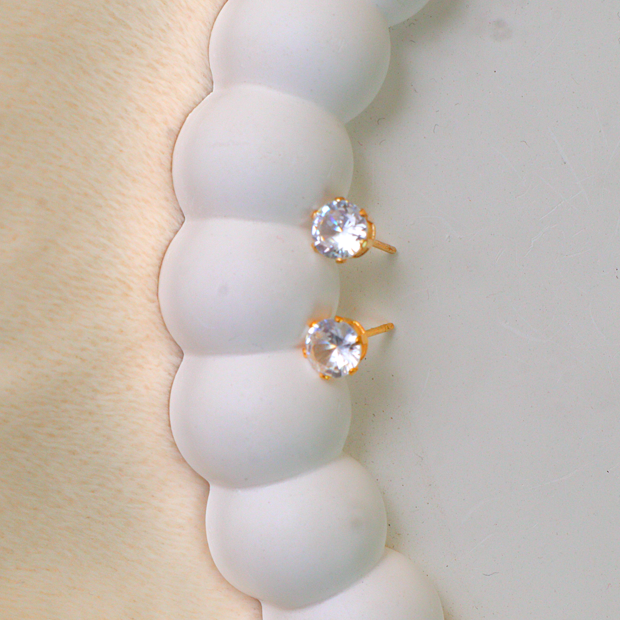 Gold Ribbed Botanical Anti Tarnish Stud Earrings