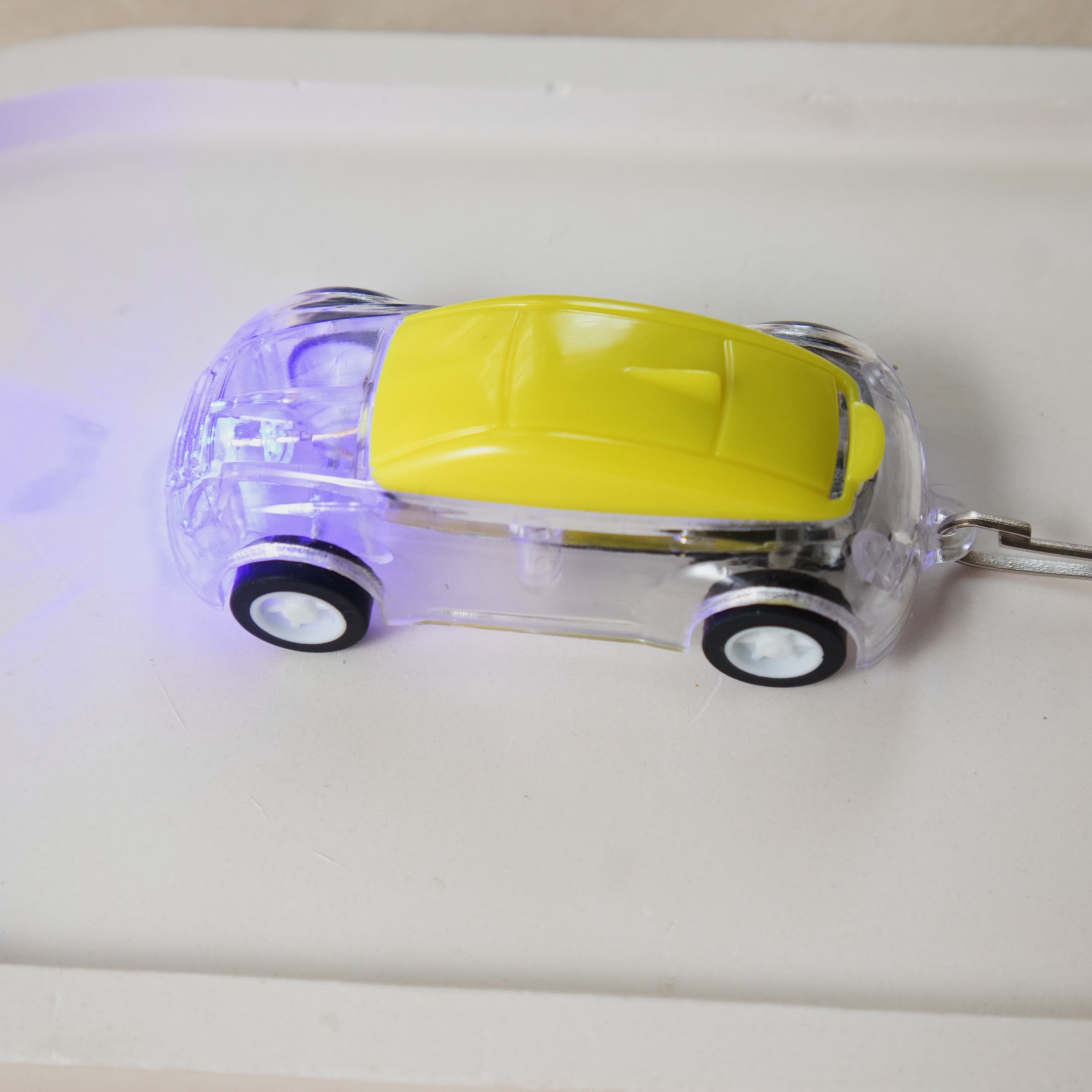 LED Light Up Toy Pull-Back Car keychain - Transparent Toy car keychain