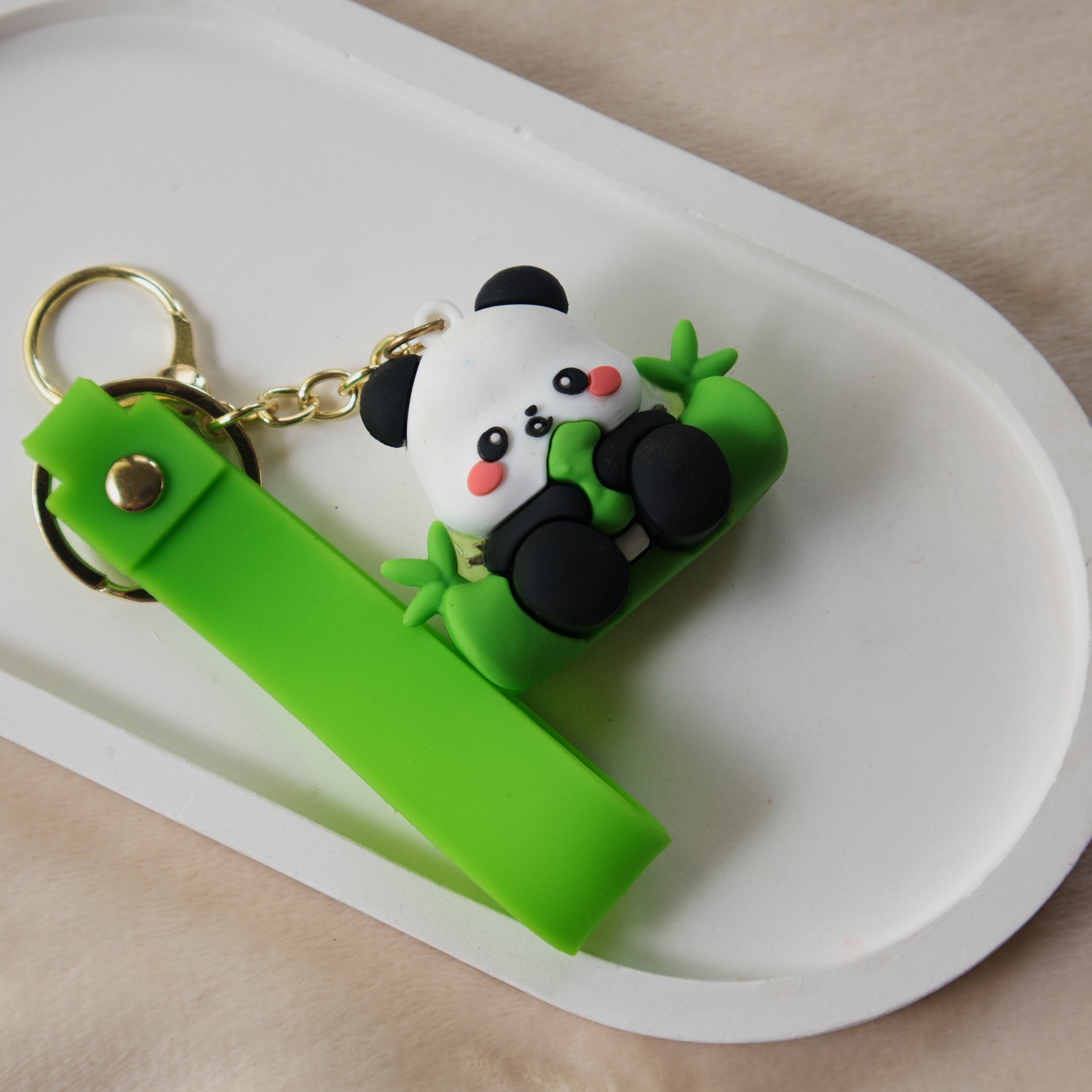 Cute Silicone Panda keychain with Wrist Strap / Adorable Animal key Ring Collection