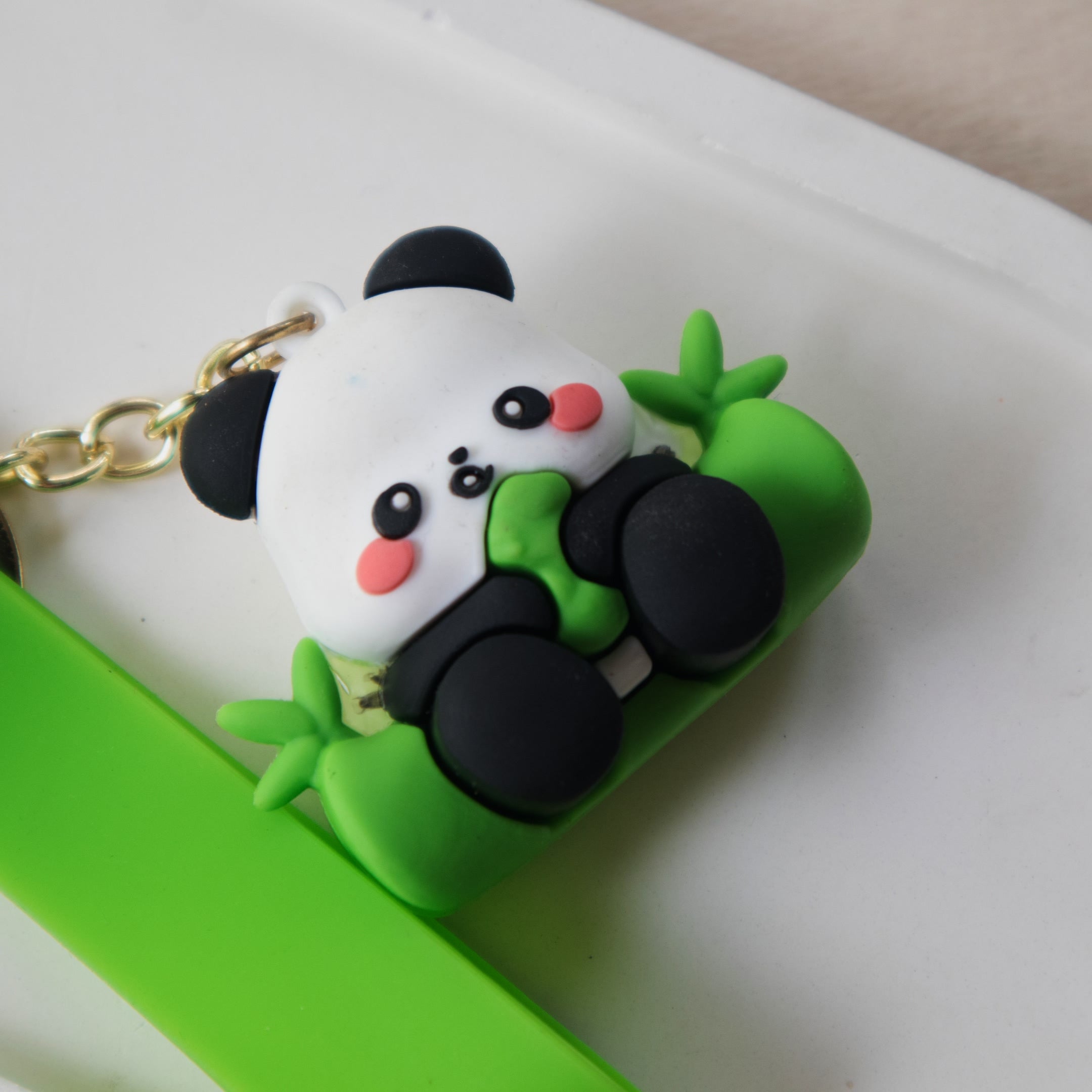Cute Silicone Panda keychain with Wrist Strap / Adorable Animal key Ring Collection