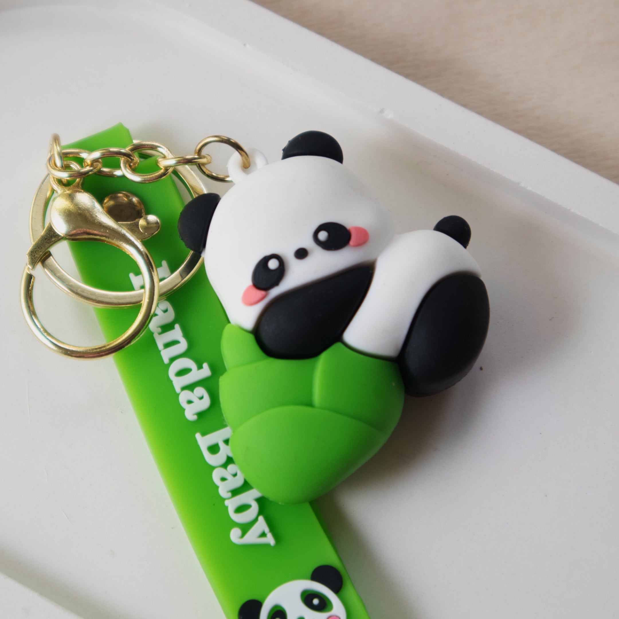 Cute Silicone Panda keychain with Wrist Strap / Adorable Animal key Ring Collection