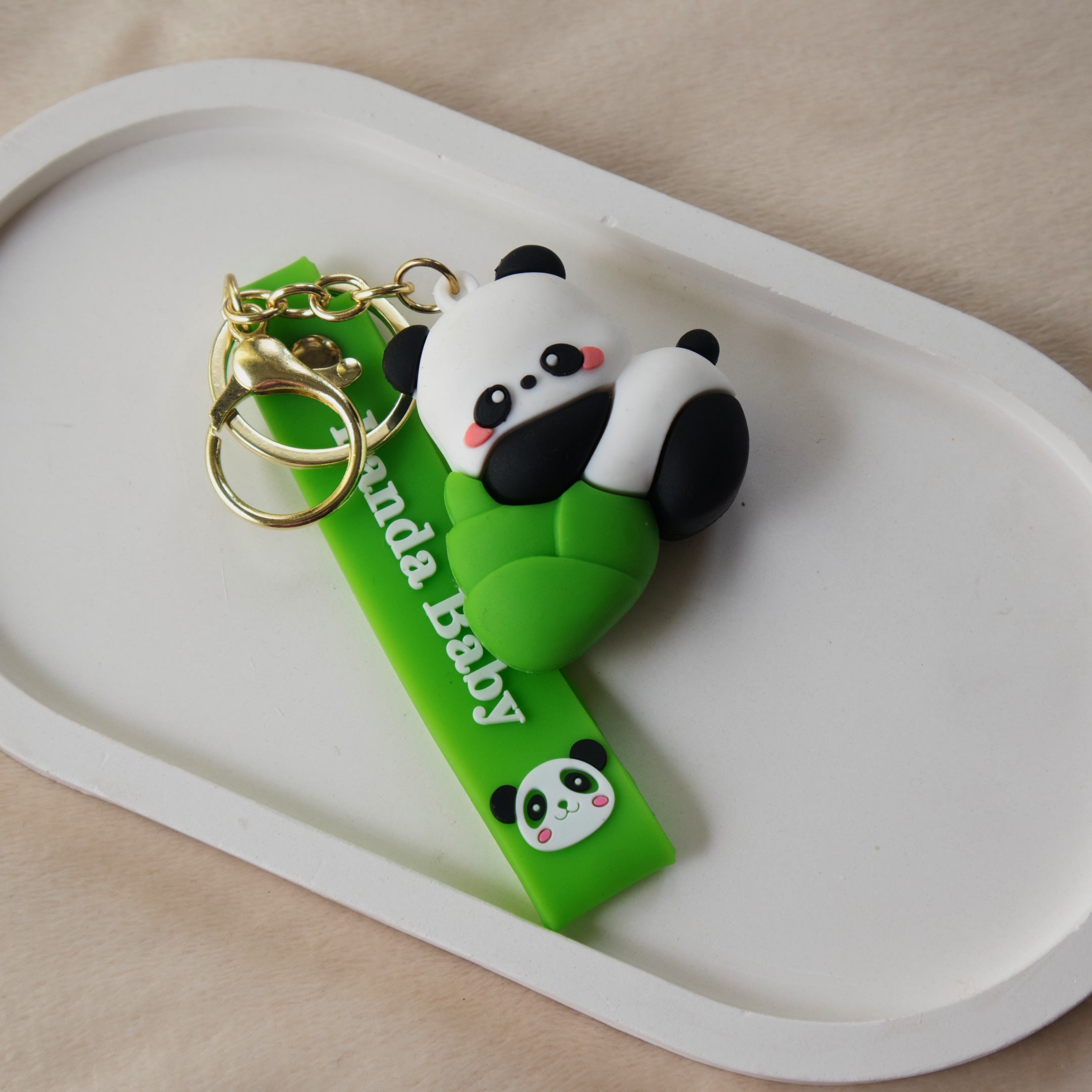 Cute Silicone Panda keychain with Wrist Strap / Adorable Animal key Ring Collection
