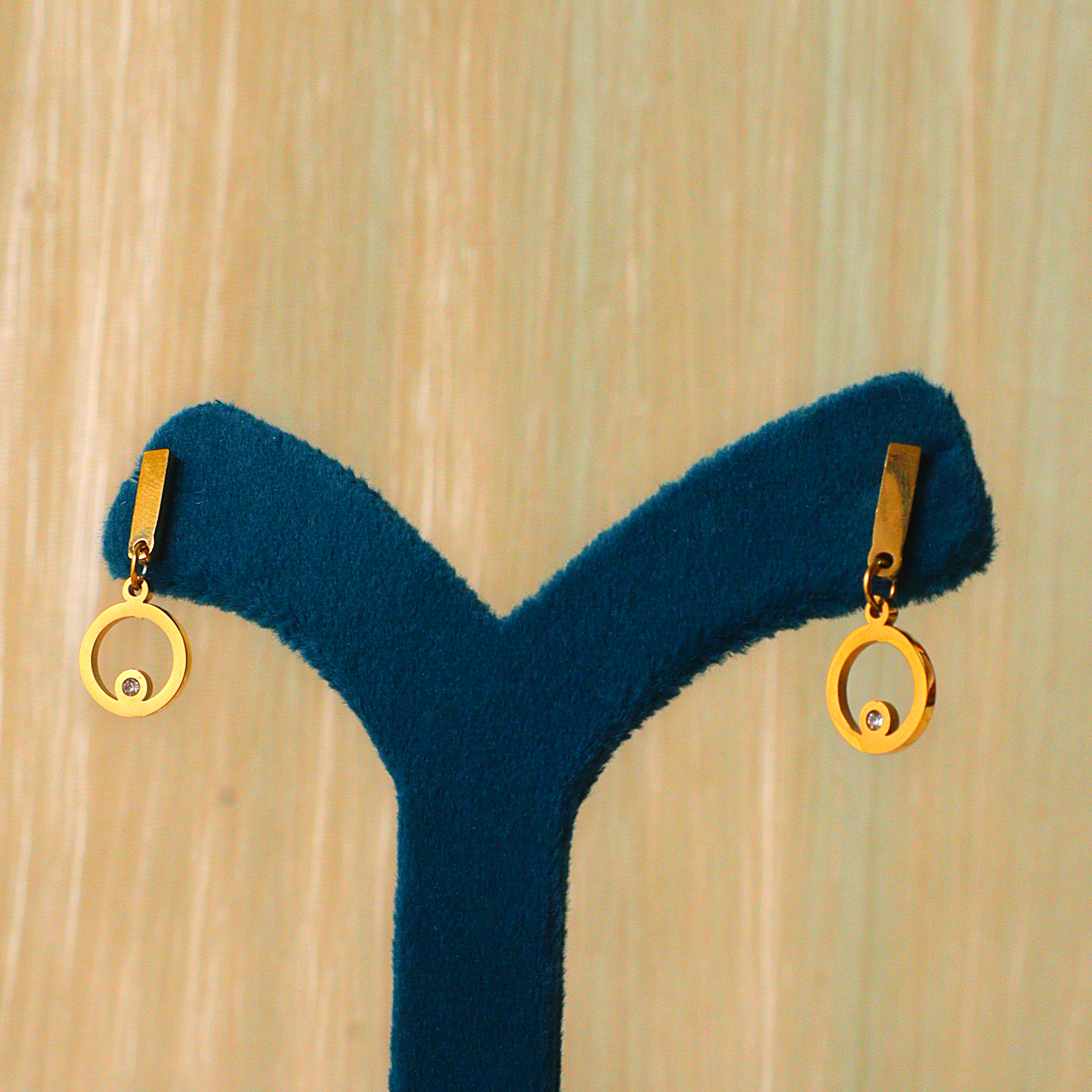 Gold Geometric Circle Drop Anti Tarnish Earrings