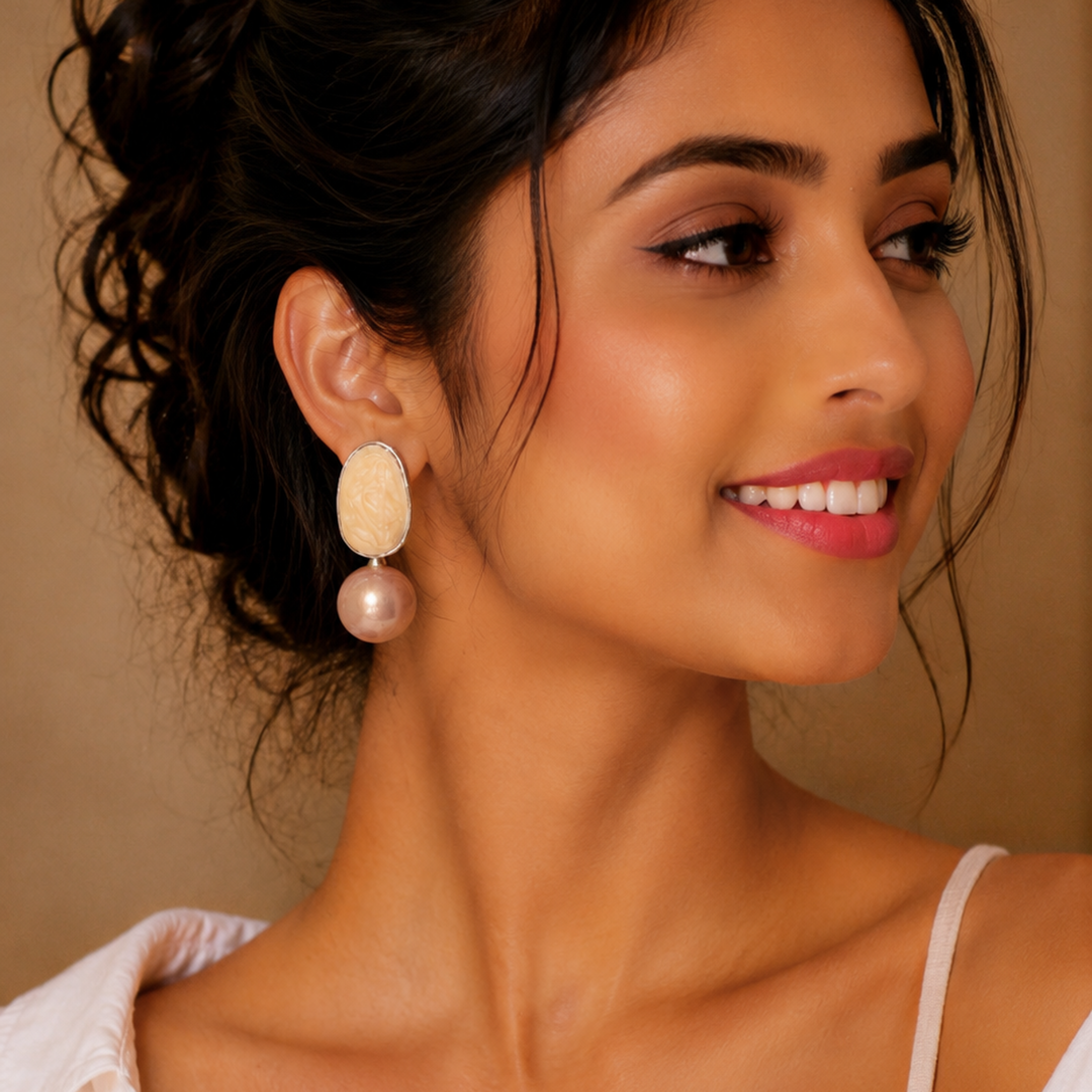 Marble Pearl Drop Designer Earrings for Women – Elegant Daily Wear Earrings