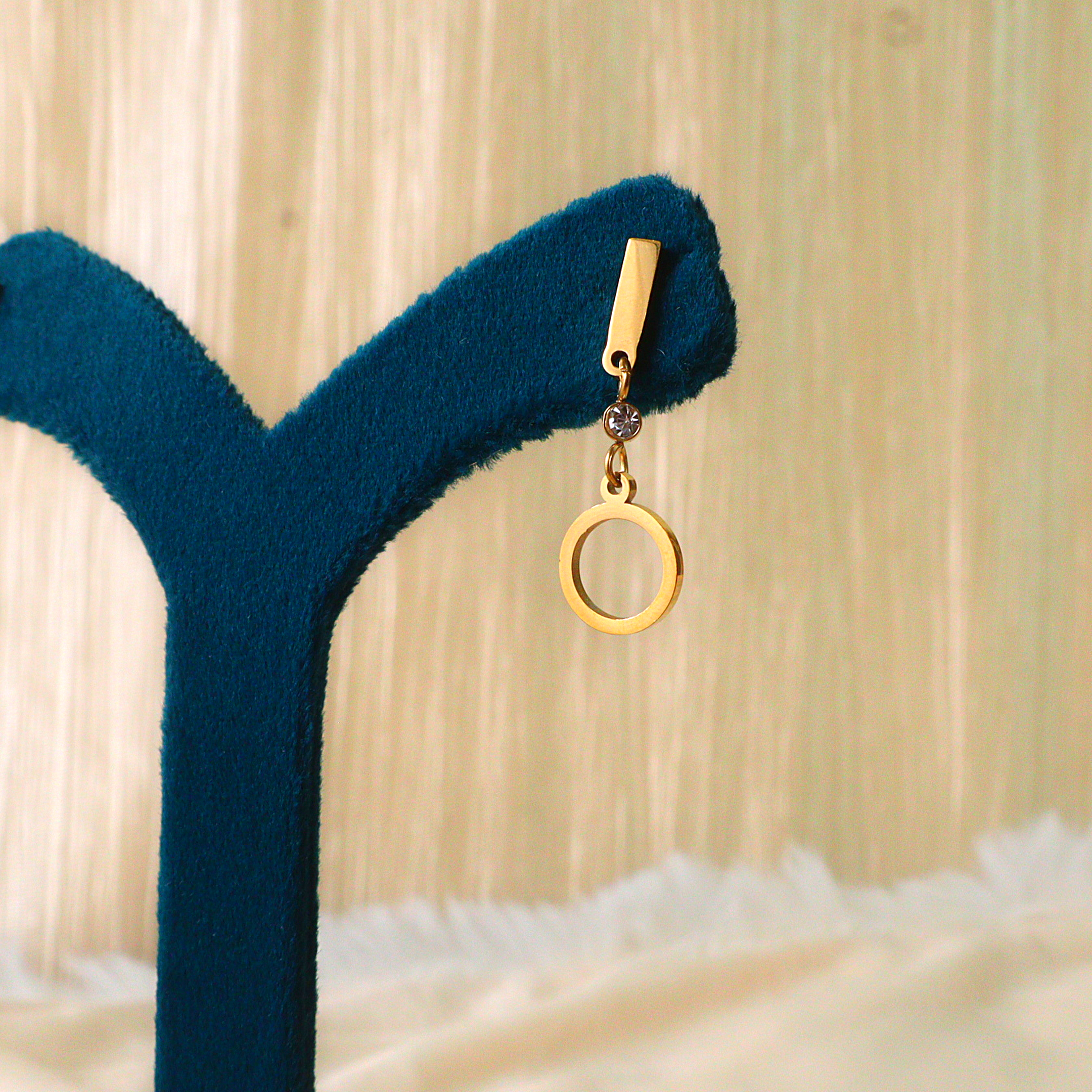 Gold Geometric Circle Drop Anti Tarnish Earrings