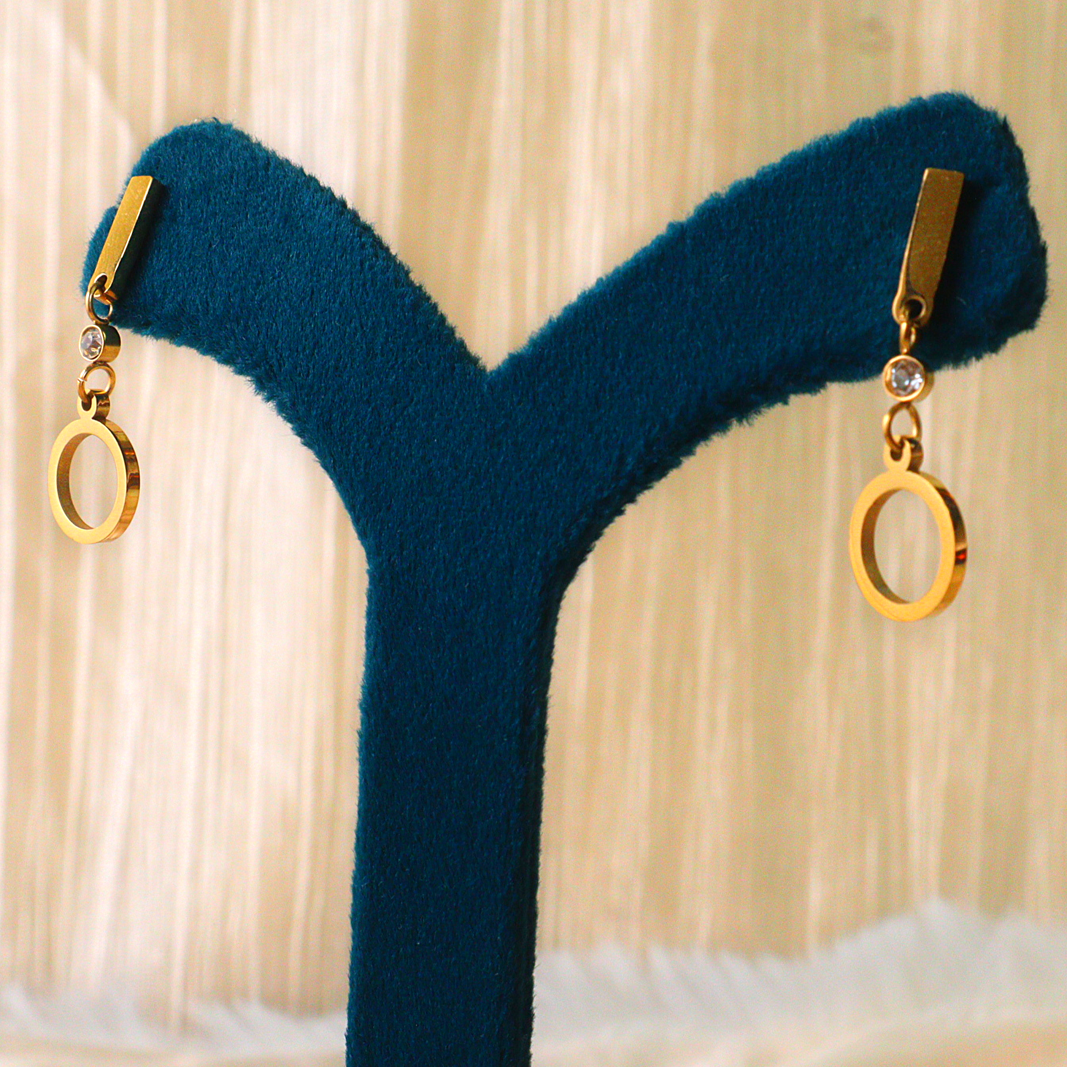 Gold Geometric Circle Drop Anti Tarnish Earrings