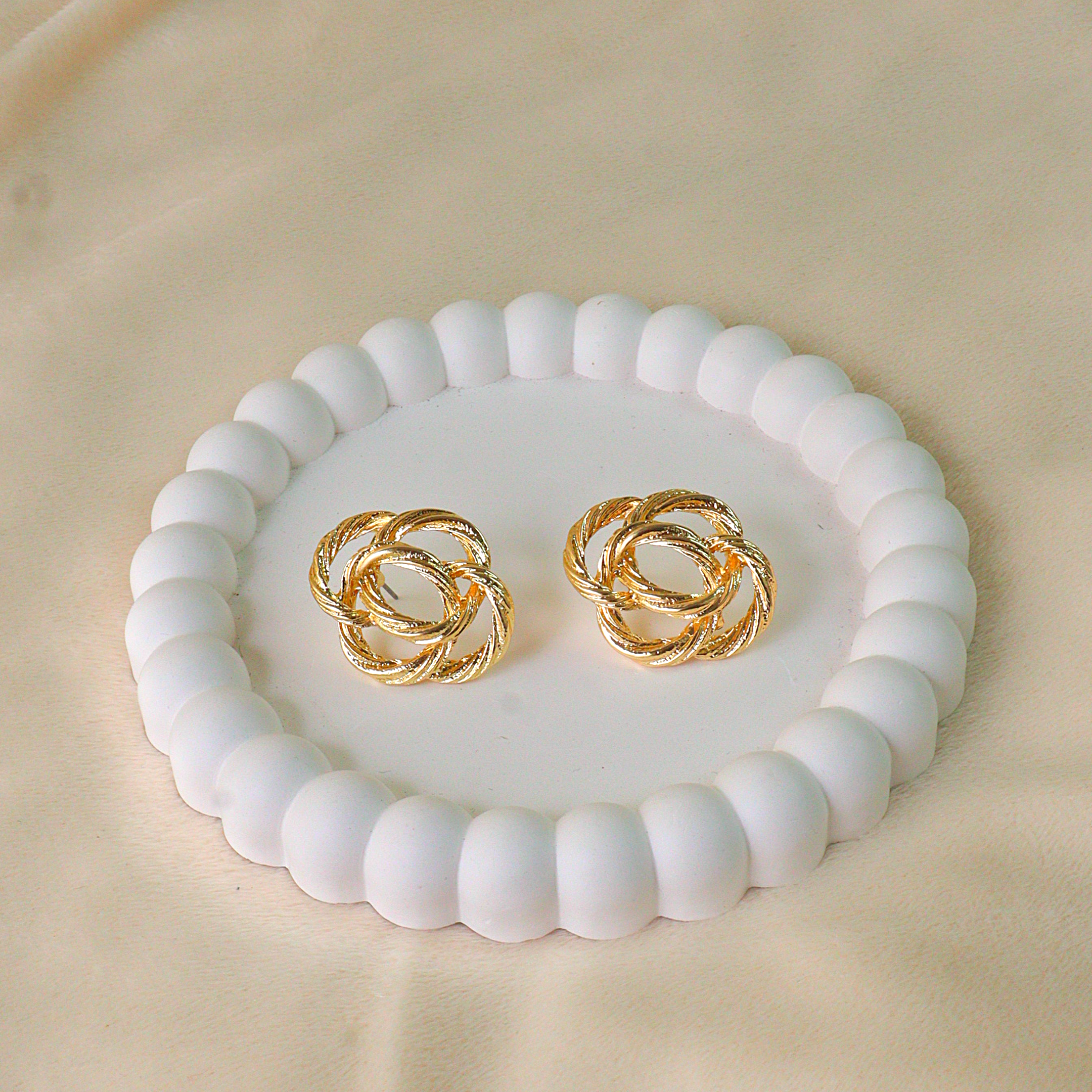 Verona Chunky Twist Stud Earrings | Anti-Tarnish Gold Woven Knot Studs