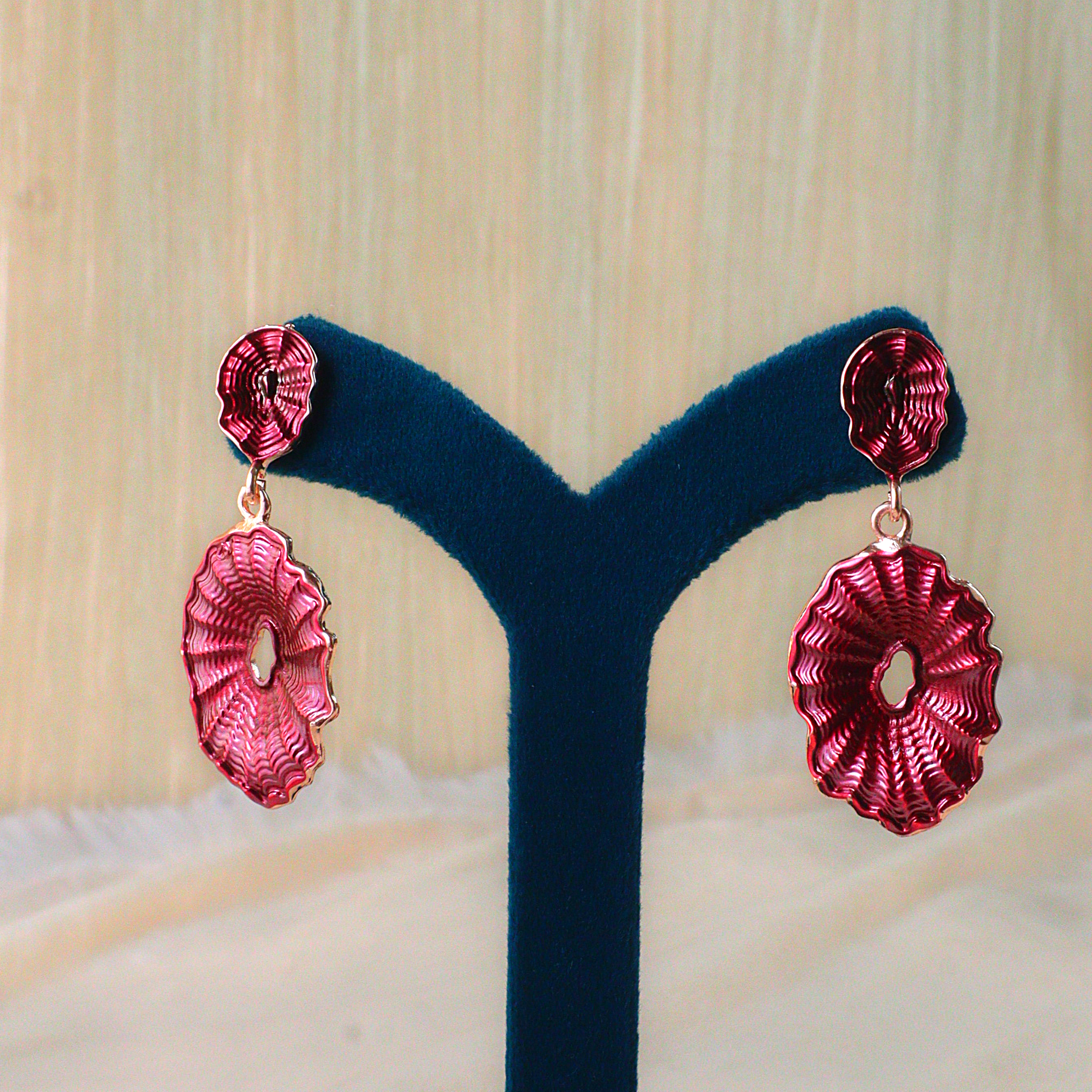 Marina Textured Ripple Drop Earrings (Seashell Statement Dangles)