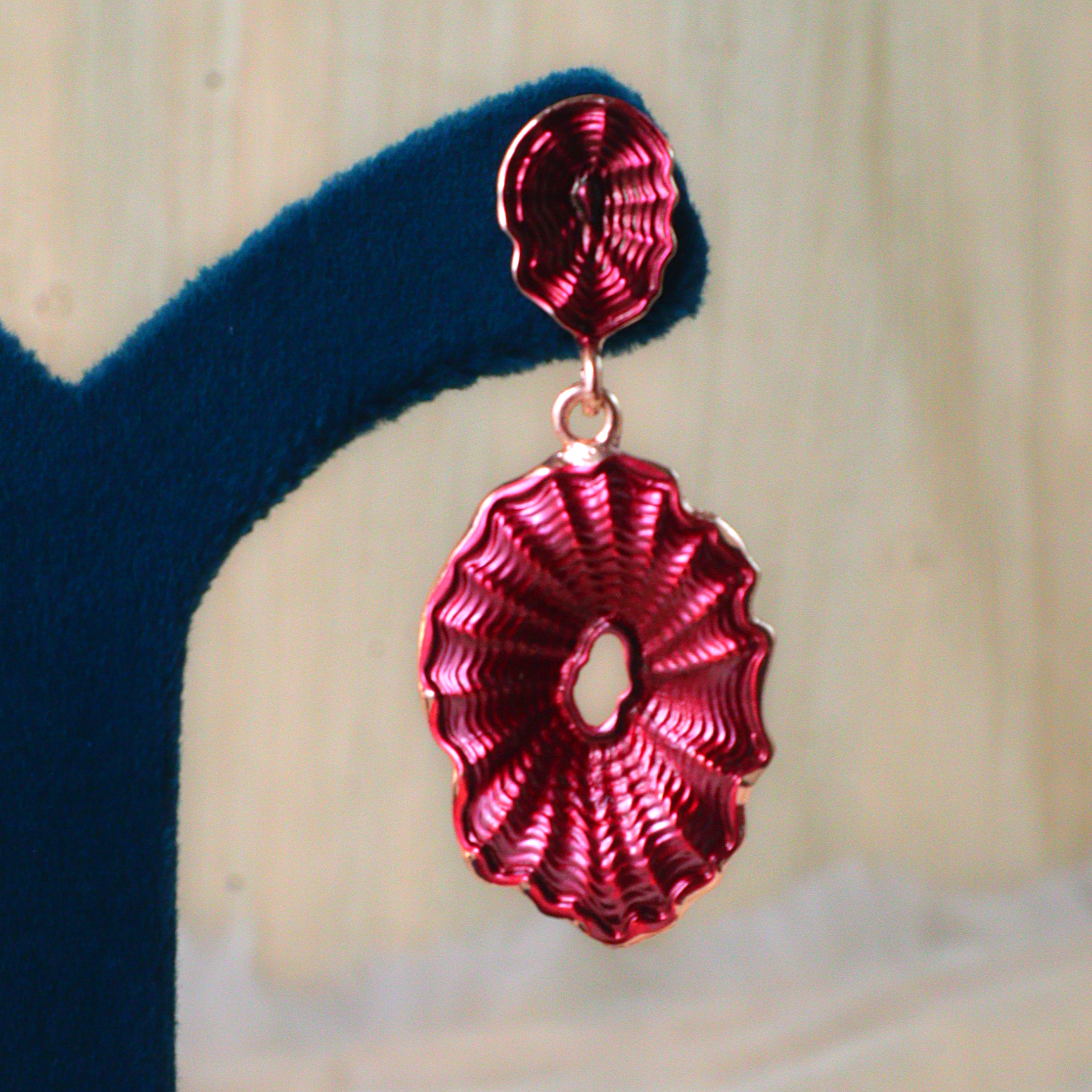 Marina Textured Ripple Drop Earrings (Seashell Statement Dangles)