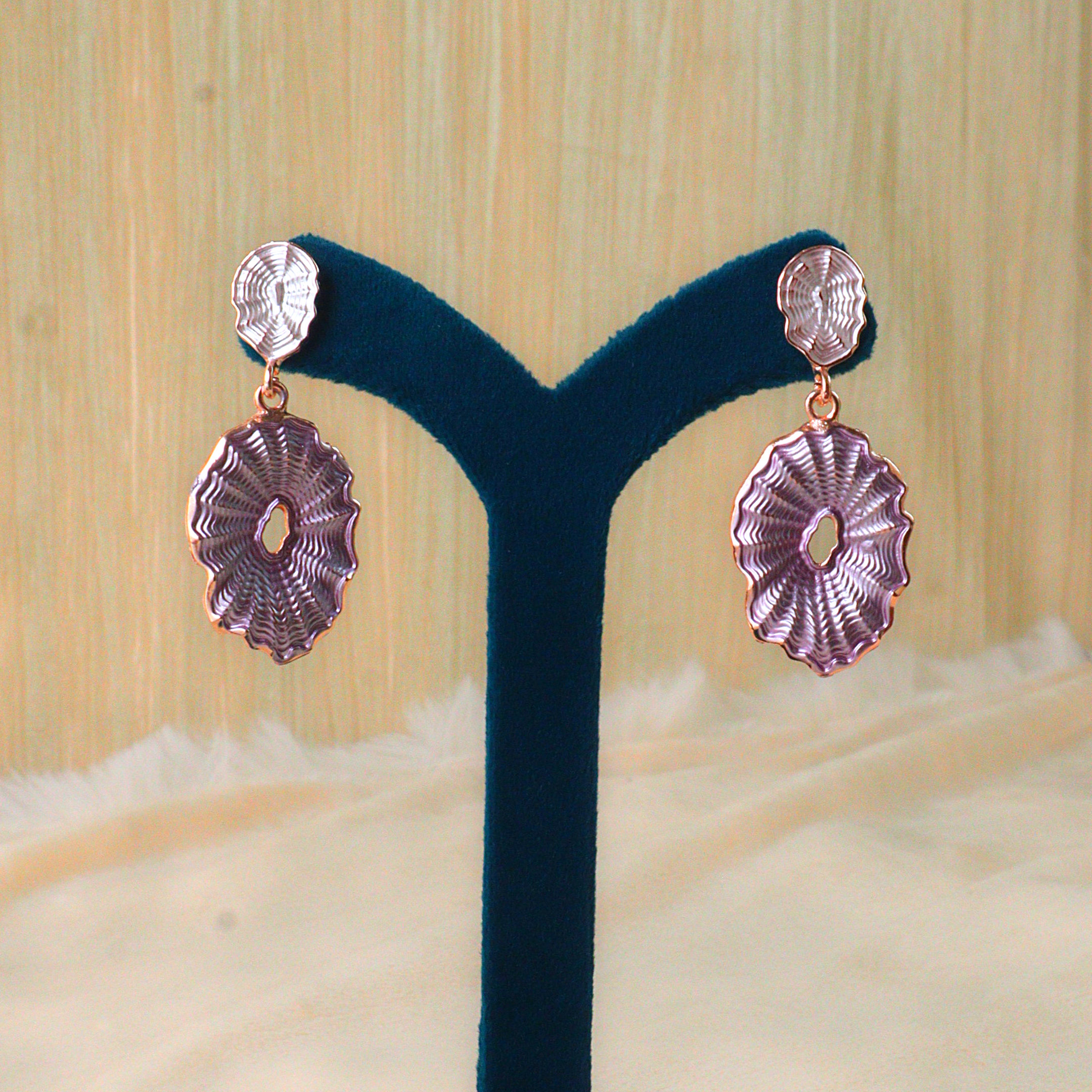 Marina Textured Ripple Drop Earrings (Seashell Statement Dangles)