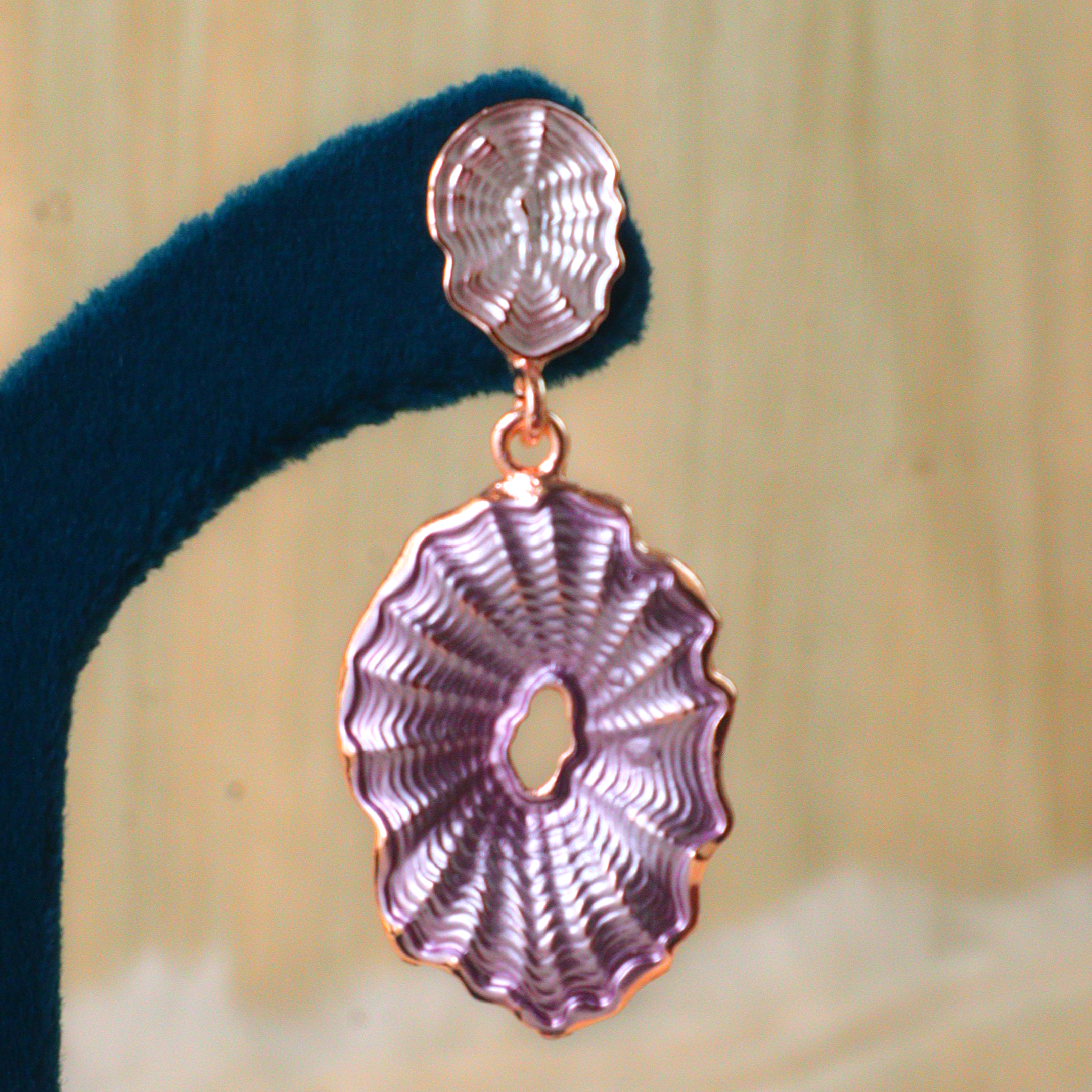 Marina Textured Ripple Drop Earrings (Seashell Statement Dangles)