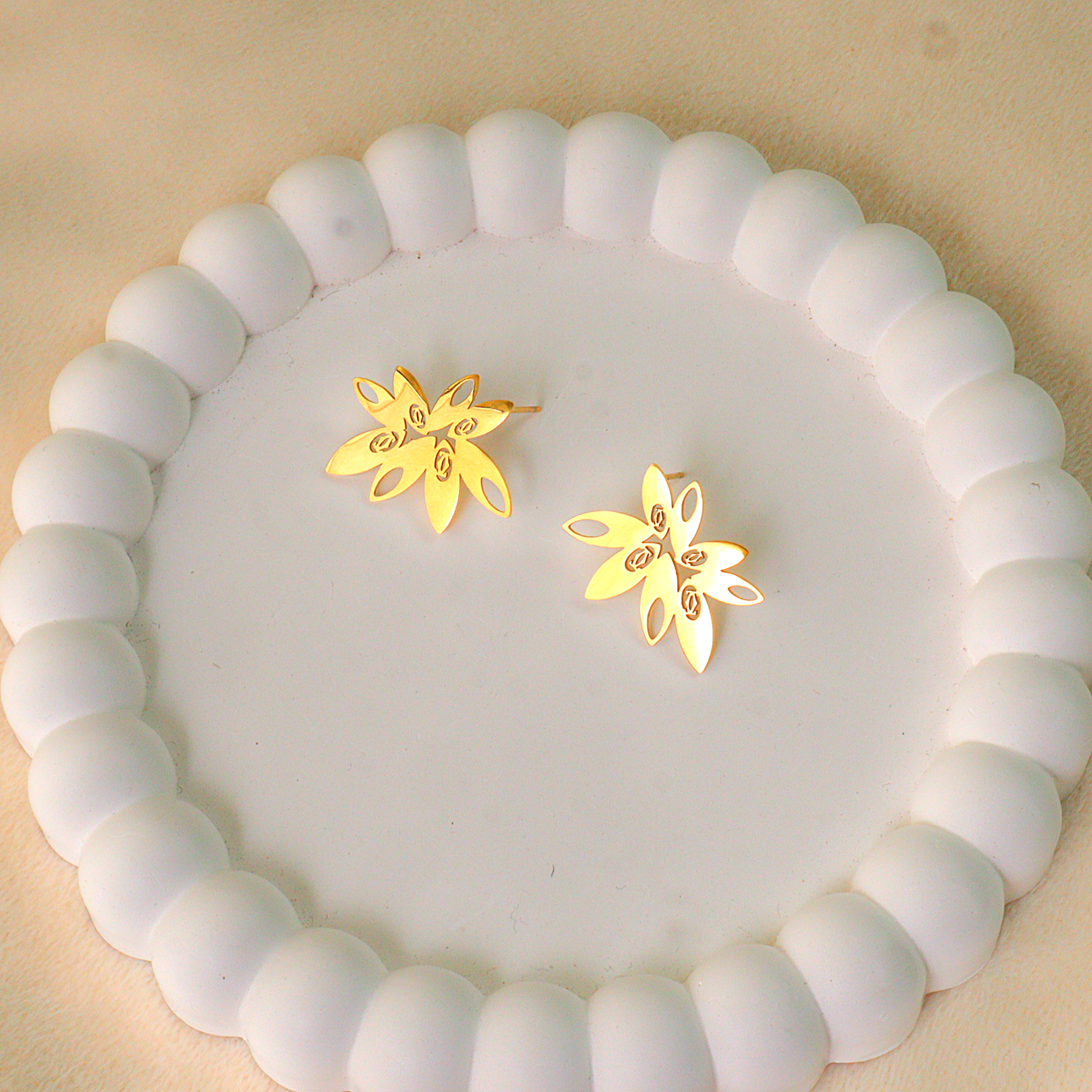 Dainty Gold Flower Burst Stud Anti Tarnish Earrings