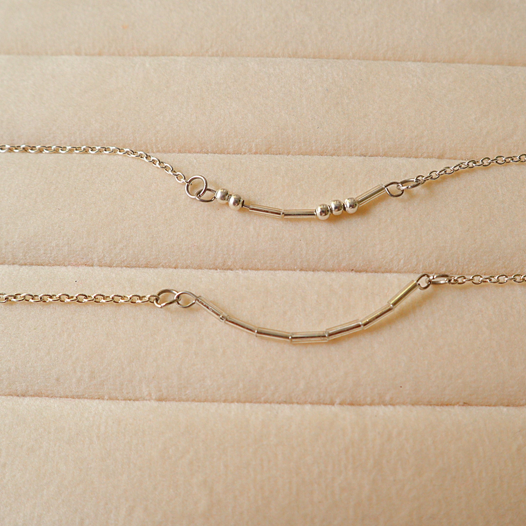"Mom" & "Dad" Secret Morse Code Chain Bracelet 2-Piece Set
