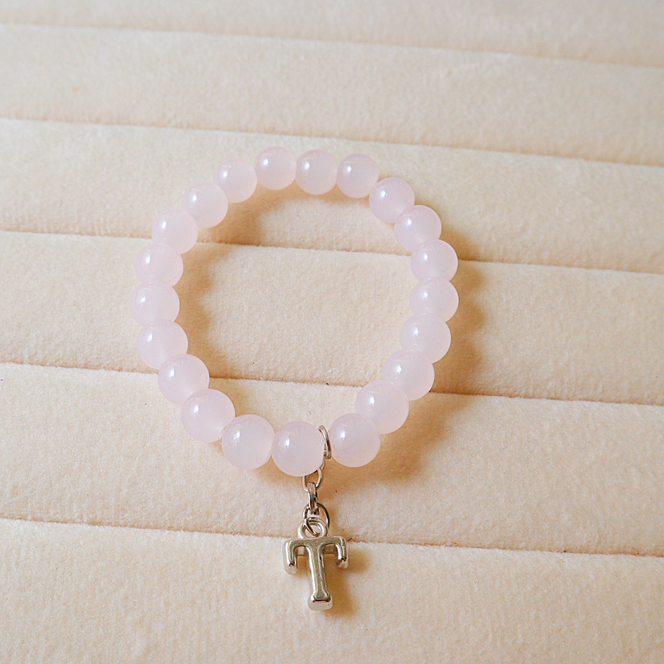 Handmade Beaded Initial Charm Bracelet – Personalized Stretch Bracelet for Women & Girls