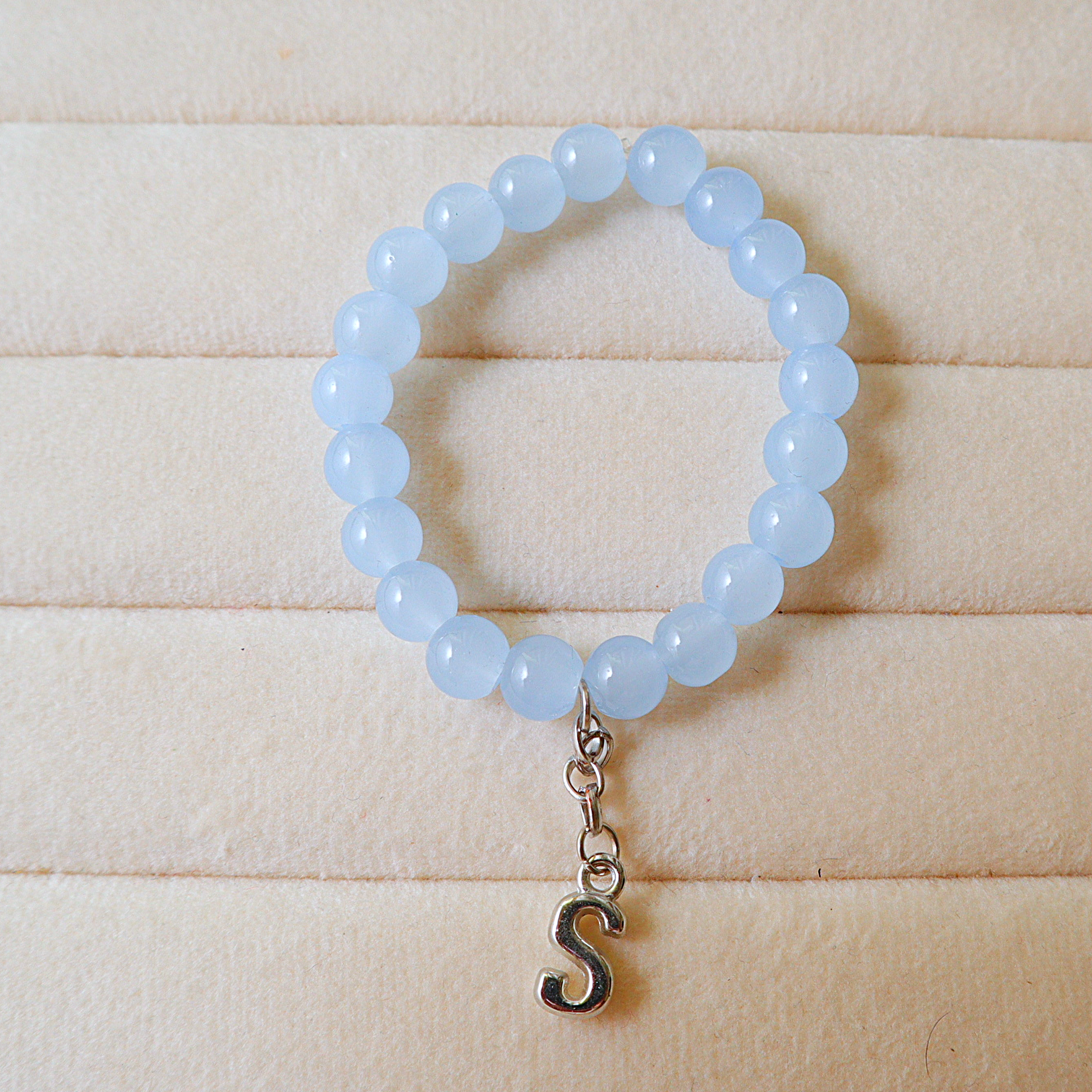 Handmade Beaded Initial Charm Bracelet – Personalized Stretch Bracelet for Women & Girls