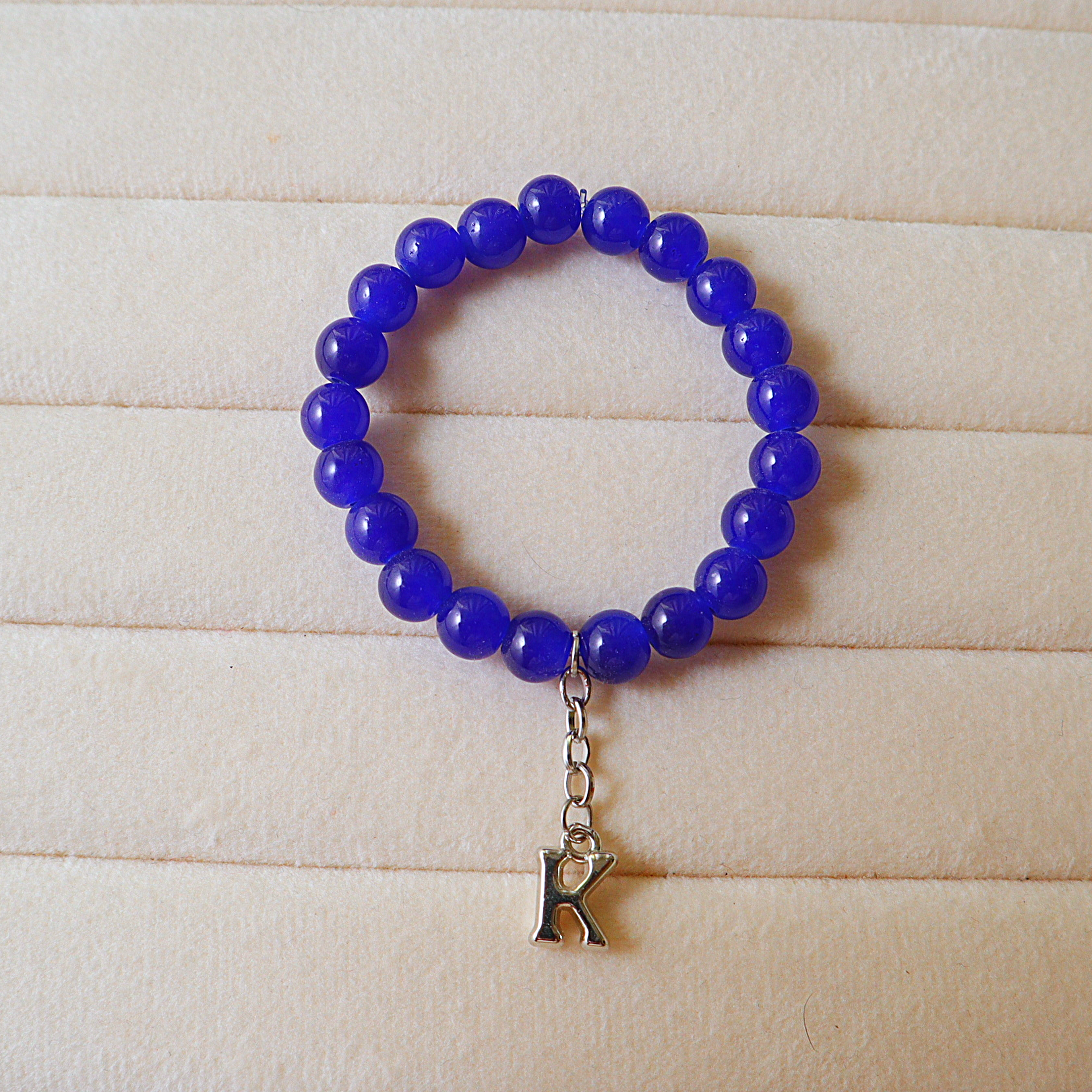 Handmade Beaded Initial Charm Bracelet – Personalized Stretch Bracelet for Women & Girls