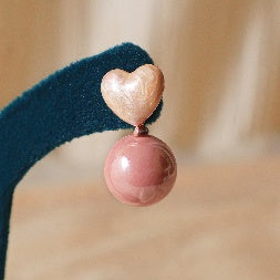 Cream Heart & Pearl Drop Designer Earrings for Women – Elegant Daily Wear Studs