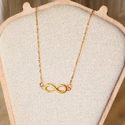 Gold Infinity Necklace & Bracelet Set – 2-Piece Minimalist Jewelry Combo for Women