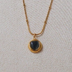 18K Gold Plated Black Heart Pendant Necklace