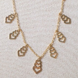 Dainty Gold Triple Heart Dangle Necklace – Tarnish-Free Drop Charm Satellite Jewelry