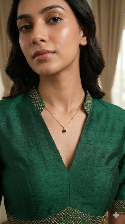 18K Gold Plated Black Square Onyx Pendant Necklace – Anti-Tarnish Dainty Gemstone Choker