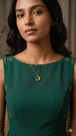 Dainty Gold Celestial Moon Necklace – Tarnish-Free Solitaire Zirconia Charm Jewelry