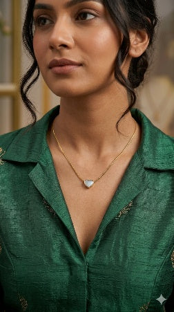18K Gold Plated Mother of Pearl Heart Pendant Necklace – Anti-Tarnish Love Charm Jewelry