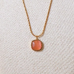 Anti-Tarnish Gold Pink Gemstone Necklace – Waterproof Daily Wear Snake Chain