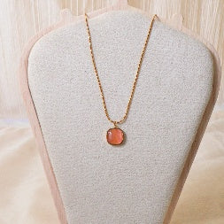 Anti-Tarnish Gold Pink Gemstone Necklace – Waterproof Daily Wear Snake Chain