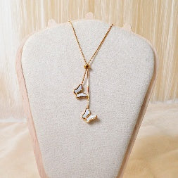 18K Gold Plated Dainty Butterfly Charm Necklace – Anti-Tarnish & Waterproof Layered Choker