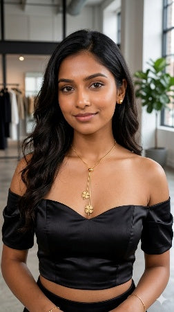 18K Gold Plated Dainty Clover Charm Necklace – Anti-Tarnish Waterproof Adjustable Chain