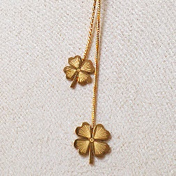 18K Gold Plated Dainty Clover Charm Necklace – Anti-Tarnish Waterproof Adjustable Chain